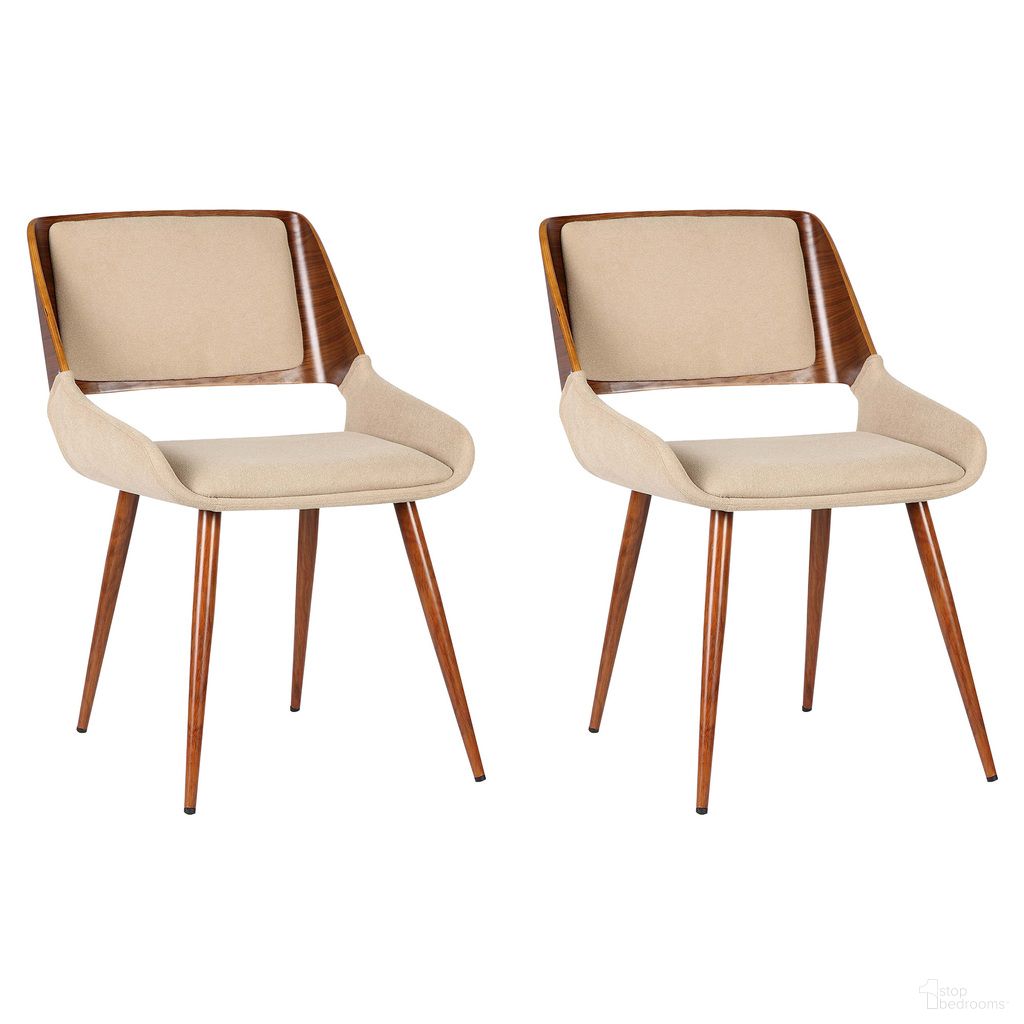 The appearance of Panda Dining Chair Set of 2 In Walnut and Brown designed by Armen Living in the transitional interior design. This walnut and brown piece of furniture was selected by 1StopBedrooms from Panda Collection to add a touch of cosiness and style into your home. Sku: LCPNSIWABR;LCPNSIWABR. Material: Fabric. Chair Type: Side Chair.