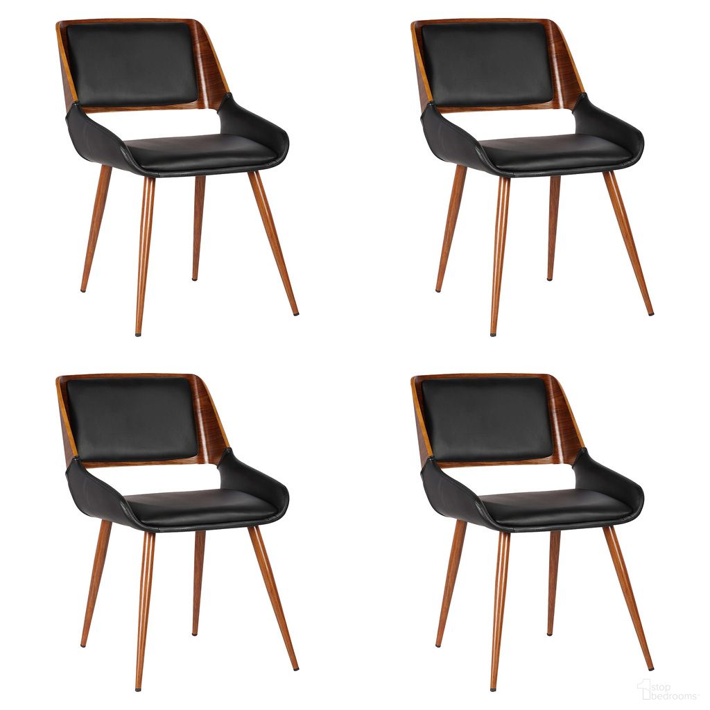 The appearance of Panda Dining Chair Set of 4 In Walnut and Black designed by Armen Living in the transitional interior design. This walnut and black piece of furniture was selected by 1StopBedrooms from Panda Collection to add a touch of cosiness and style into your home. Sku: LCPNSIWABL;LCPNSIWABL;LCPNSIWABL;LCPNSIWABL. Material: Faux Leather. Chair Type: Side Chair.