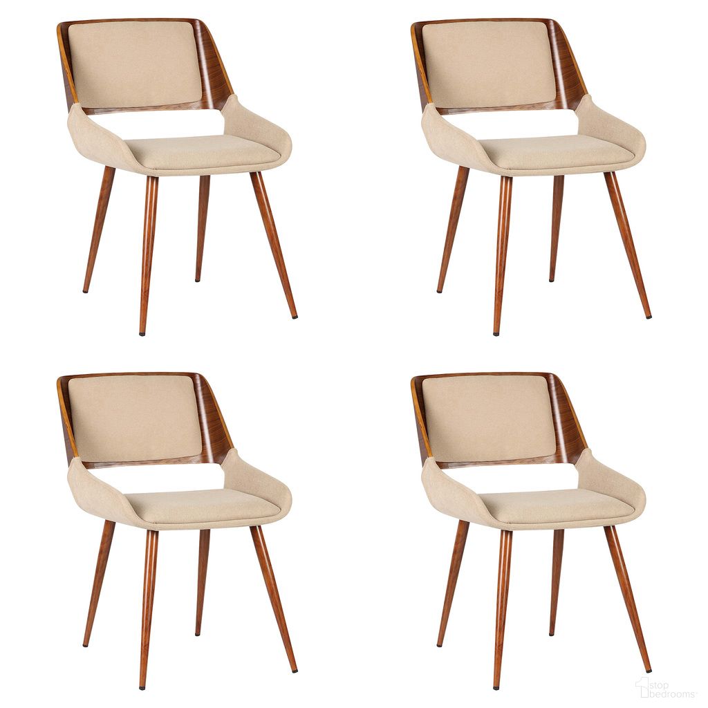 The appearance of Panda Dining Chair Set of 4 In Walnut and Brown designed by Armen Living in the transitional interior design. This walnut and brown piece of furniture  was selected by 1StopBedrooms from Panda Collection to add a touch of cosiness and style into your home. Sku: LCPNSIWABR;LCPNSIWABR;LCPNSIWABR;LCPNSIWABR. Material: Fabric. Chair Type: Side Chair.