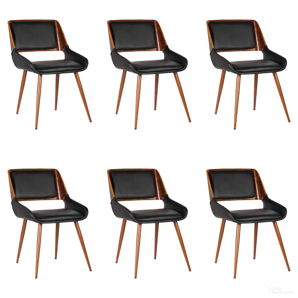 The appearance of Panda Dining Chair Set of 6 In Walnut and Black designed by Armen Living in the transitional interior design. This walnut and black piece of furniture  was selected by 1StopBedrooms from Panda Collection to add a touch of cosiness and style into your home. Sku: LCPNSIWABL;LCPNSIWABL;LCPNSIWABL;LCPNSIWABL;LCPNSIWABL;LCPNSIWABL. Material: Faux Leather. Chair Type: Side Chair.