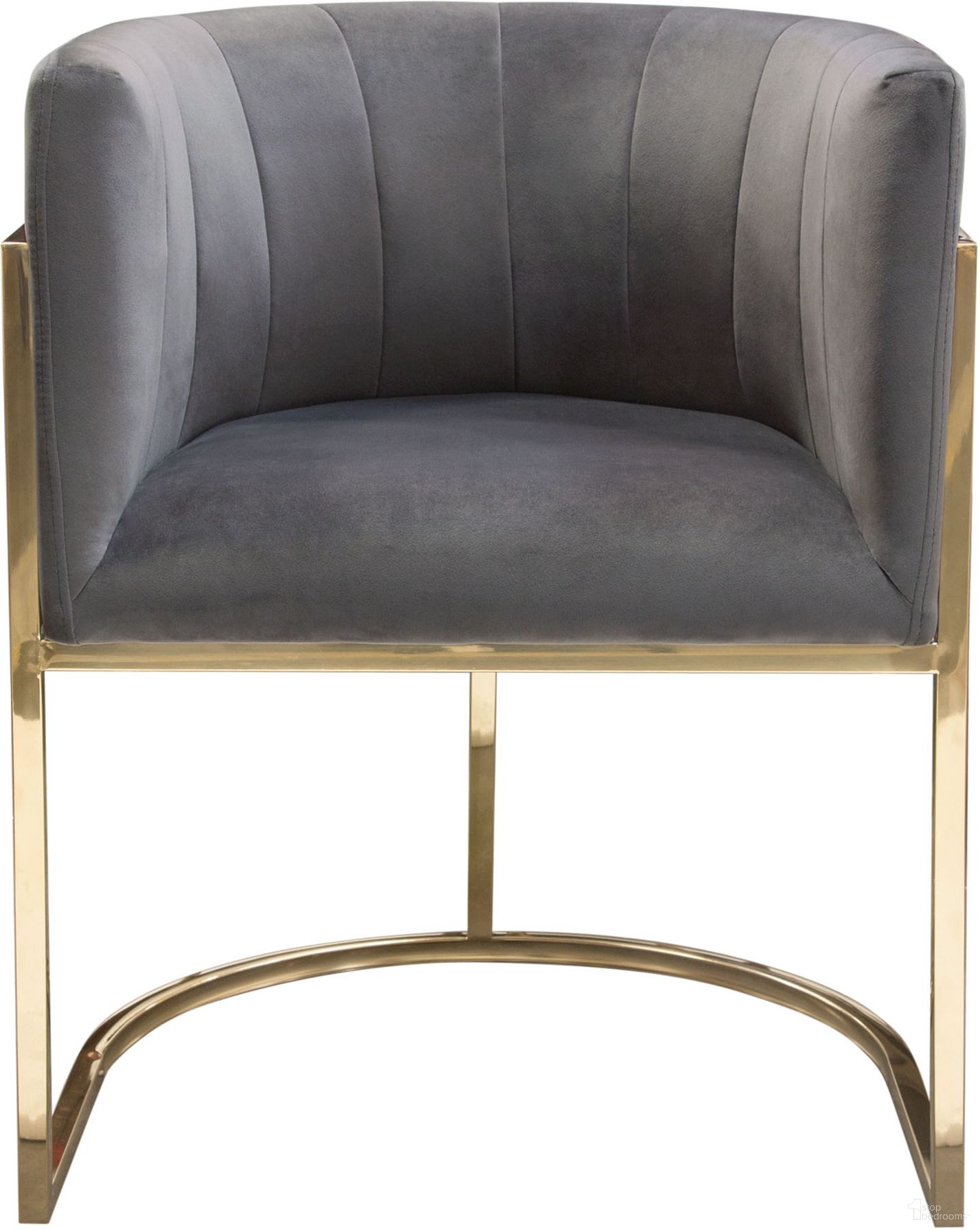 Pandora Dining Chair in Grey Velvet with Polished Gold Frame