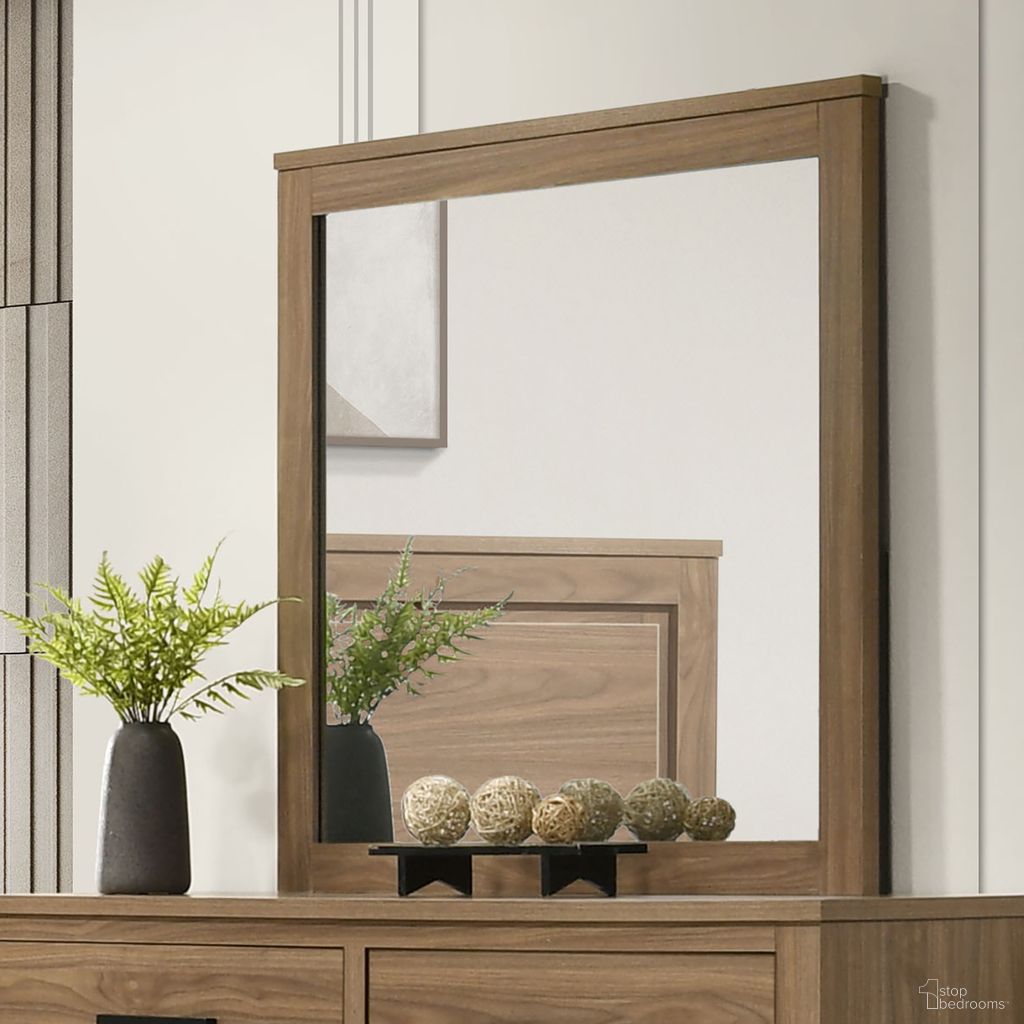 The appearance of Panelli Mirror In Walnut designed by Furniture of America in the transitional interior design. This walnut piece of furniture  was selected by 1StopBedrooms from Panelli Collection to add a touch of cosiness and style into your home. Sku: FM72017BR-M. Material: Rubberwood.