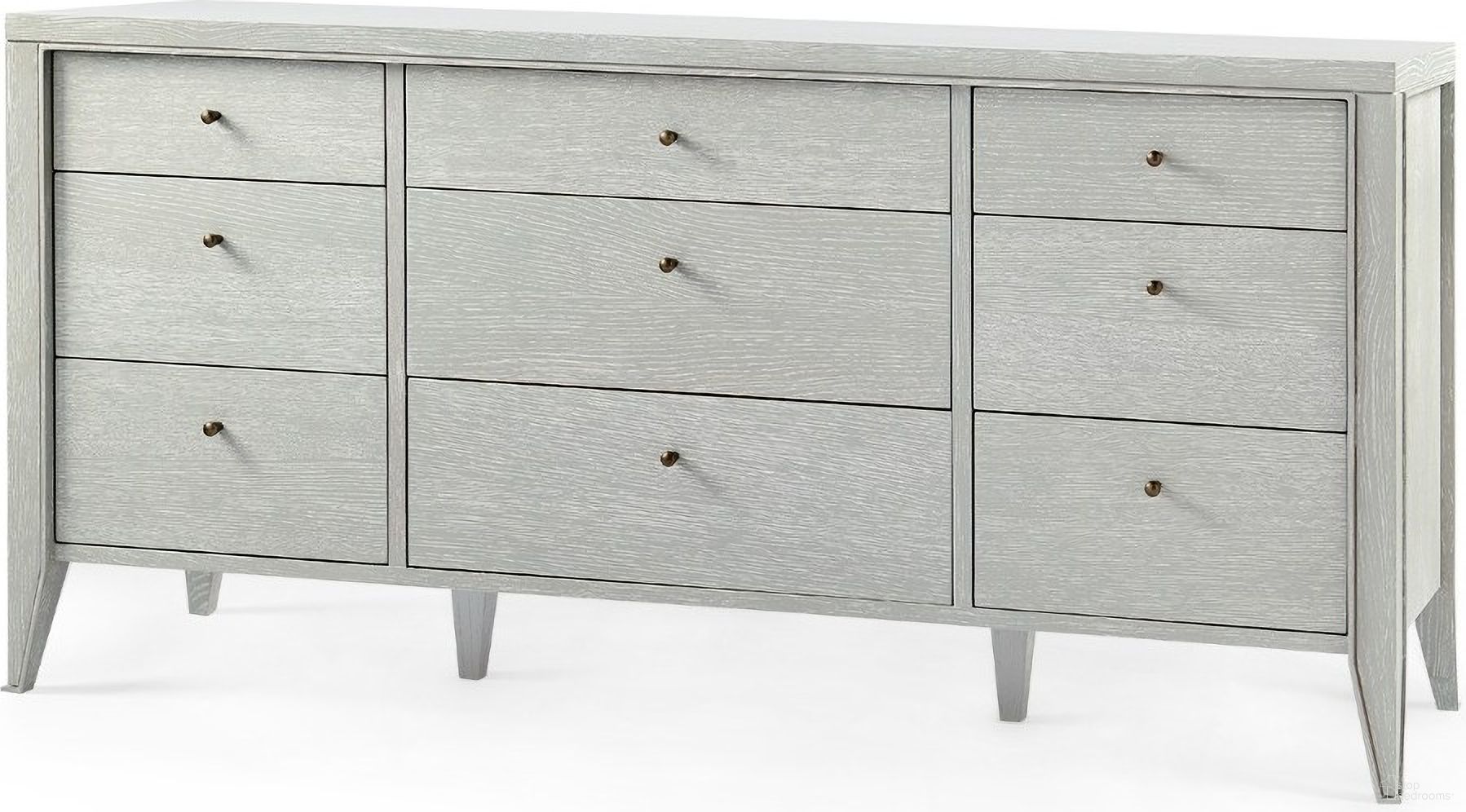 The appearance of Paola Extra Large 9-Drawer In Soft Gray designed by Villa & House in the transitional interior design. This soft grey piece of furniture was selected by 1StopBedrooms from Paola Collection to add a touch of cosiness and style into your home. Sku: PAO-250-97. Material: Wood.