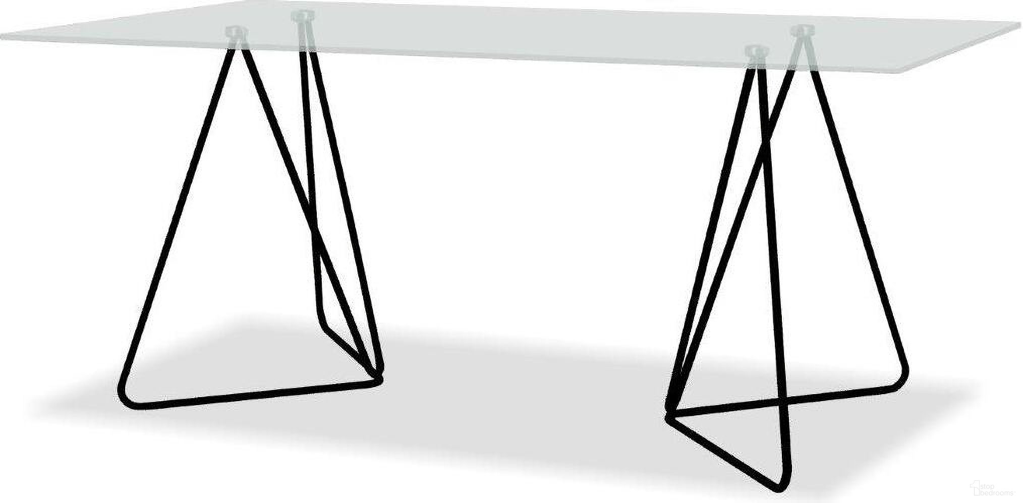 The appearance of Papillon Clear Temp Glass And Black Frame Dining Table designed by Mobital in the modern / contemporary interior design. This clear glass piece of furniture  was selected by 1StopBedrooms from Papillon Collection to add a touch of cosiness and style into your home. Sku: DTA-PAPI-CLEA-BLACK. Table Base Style: Double Pedestal. Material: Glass. Table Top Shape: Rectangular. Size: 35" x 63".