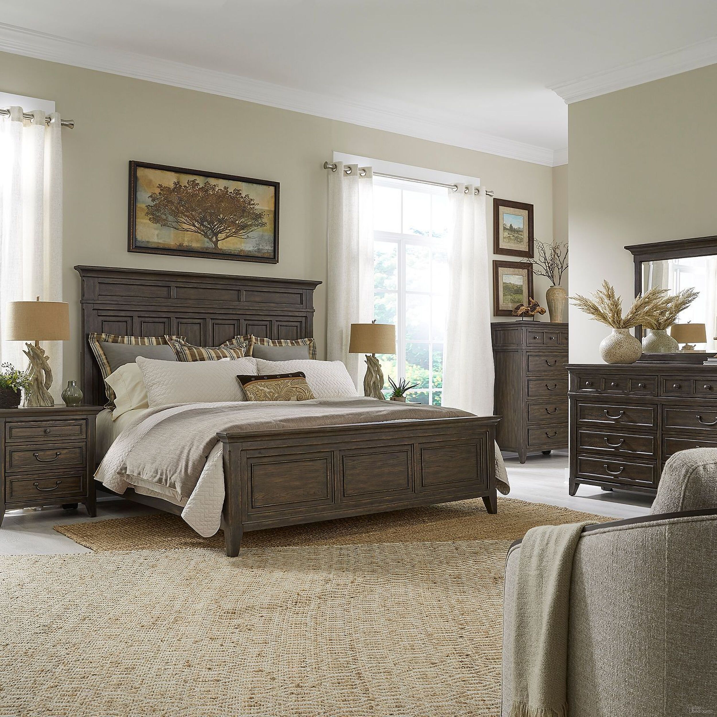 The appearance of Paradise Valley Saddle Brown Panel Bedroom Set designed by Liberty in the traditional interior design. This saddle brown piece of furniture was selected by 1StopBedrooms from Paradise Valley Collection to add a touch of cosiness and style into your home. Sku: 297-BR13;297-BR14;297-BR90;297-BR61. Bed Type: Panel Bed. Bed Size: Queen. Material: Rubberwood.
