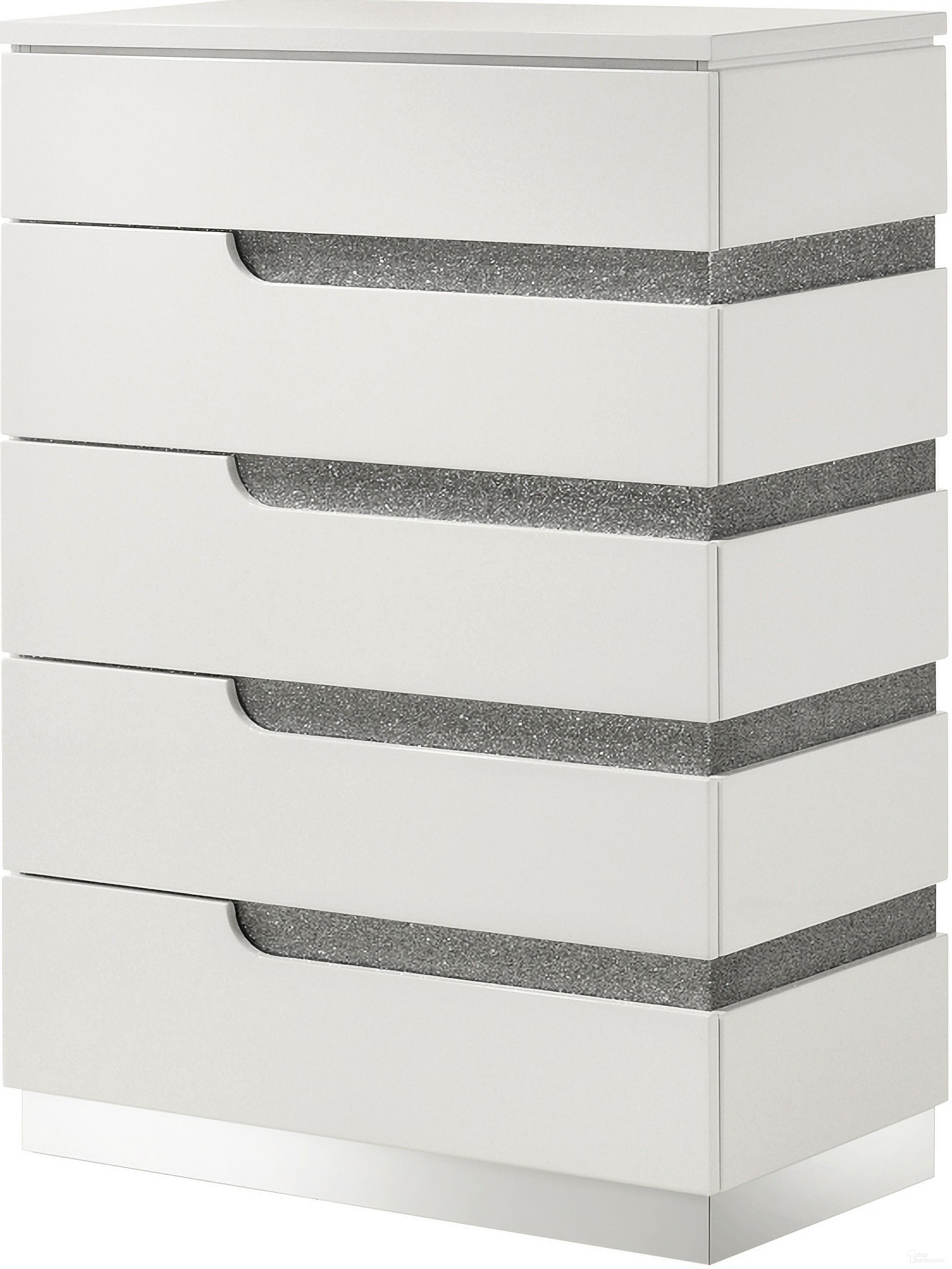 The appearance of Paradox Chest In White designed by New Classic in the modern / contemporary interior design. This white piece of furniture  was selected by 1StopBedrooms from Paradox Collection to add a touch of cosiness and style into your home. Sku: B69-070. Material: Wood.
