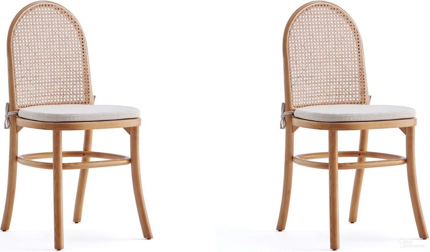The appearance of Paragon Dining Chair 1.0 With Cream Cushions In Nature And Cane Set of 2 designed by Manhattan Comfort in the industrial interior design. This nature piece of furniture  was selected by 1StopBedrooms from Paragon 1.0 Collection to add a touch of cosiness and style into your home. Sku: DCCA05-OM. Material: Wood. Chair Type: Side Chair.