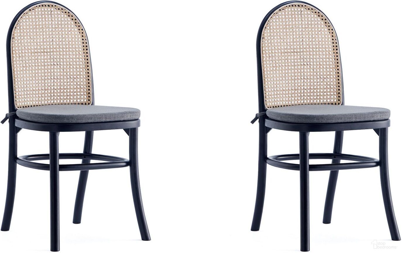 The appearance of Paragon Dining Chair 1.0 With Grey Cushions In Black And Cane Set of 2 designed by Manhattan Comfort in the industrial interior design. This black and grey piece of furniture was selected by 1StopBedrooms from Paragon 1.0 Collection to add a touch of cosiness and style into your home. Sku: DCCA05-GY. Material: Wood. Chair Type: Side Chair.