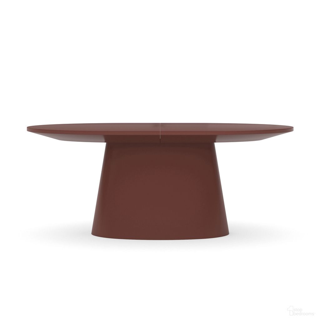The appearance of Paragon Dining Table In Red designed by Caracole in the modern / contemporary interior design. This red piece of furniture  was selected by 1StopBedrooms from Paragon Collection to add a touch of cosiness and style into your home. Sku: CLA-024-207B;CLA-024-207T. Table Base Style: Pedestal. Table Top Shape: Oval. Material: Wood. Size: 51" x 74".