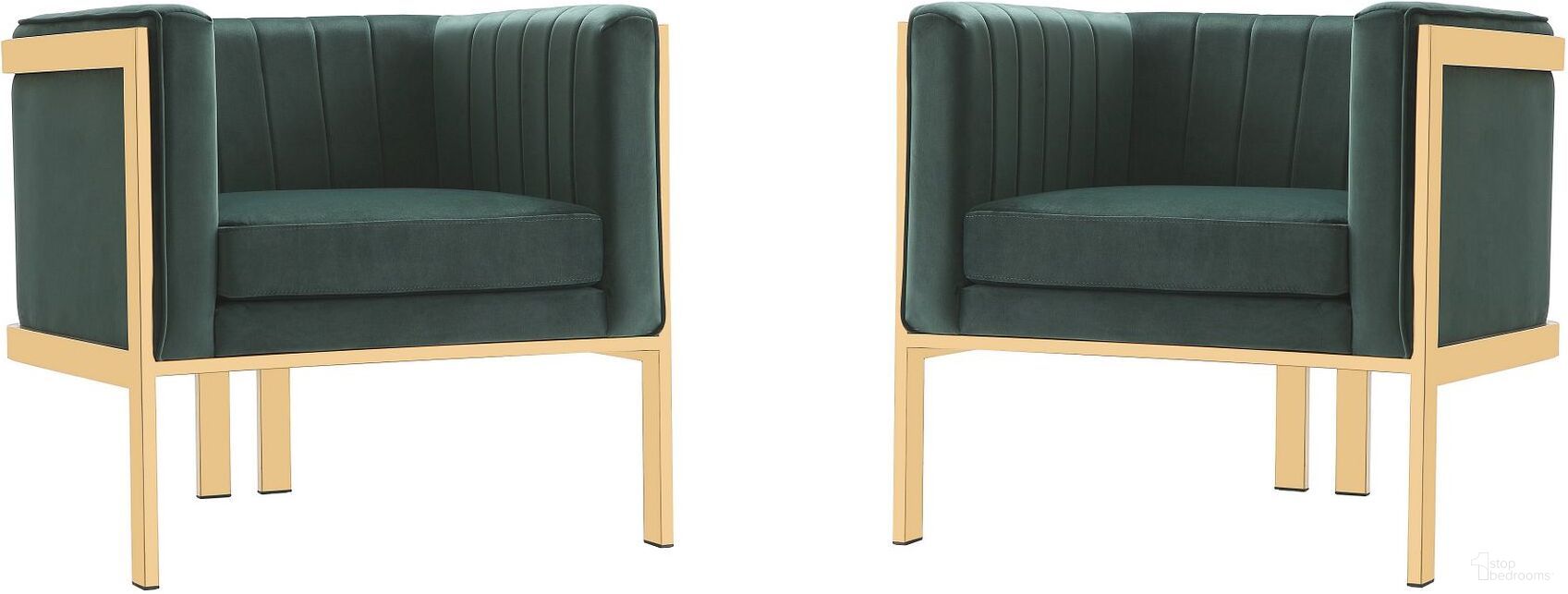 The appearance of Paramount Accent Armchair in Forest Green and Polished Brass (Set of 2) designed by Manhattan Comfort in the modern / contemporary interior design. This green piece of furniture was selected by 1StopBedrooms from Paramount Collection to add a touch of cosiness and style into your home. Sku: AC053-GR;AC053-GR. Material: Stainless Steel.