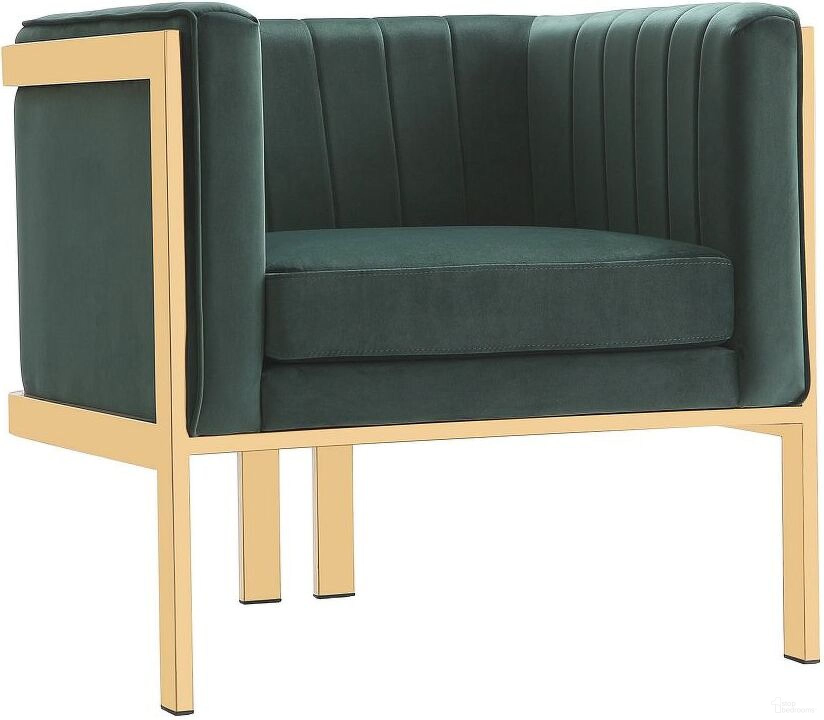 The appearance of Paramount Accent Armchair in Forest Green and Polished Brass designed by Manhattan Comfort in the modern / contemporary interior design. This green piece of furniture was selected by 1StopBedrooms from Paramount Collection to add a touch of cosiness and style into your home. Sku: AC053-GR. Material: Velvet.