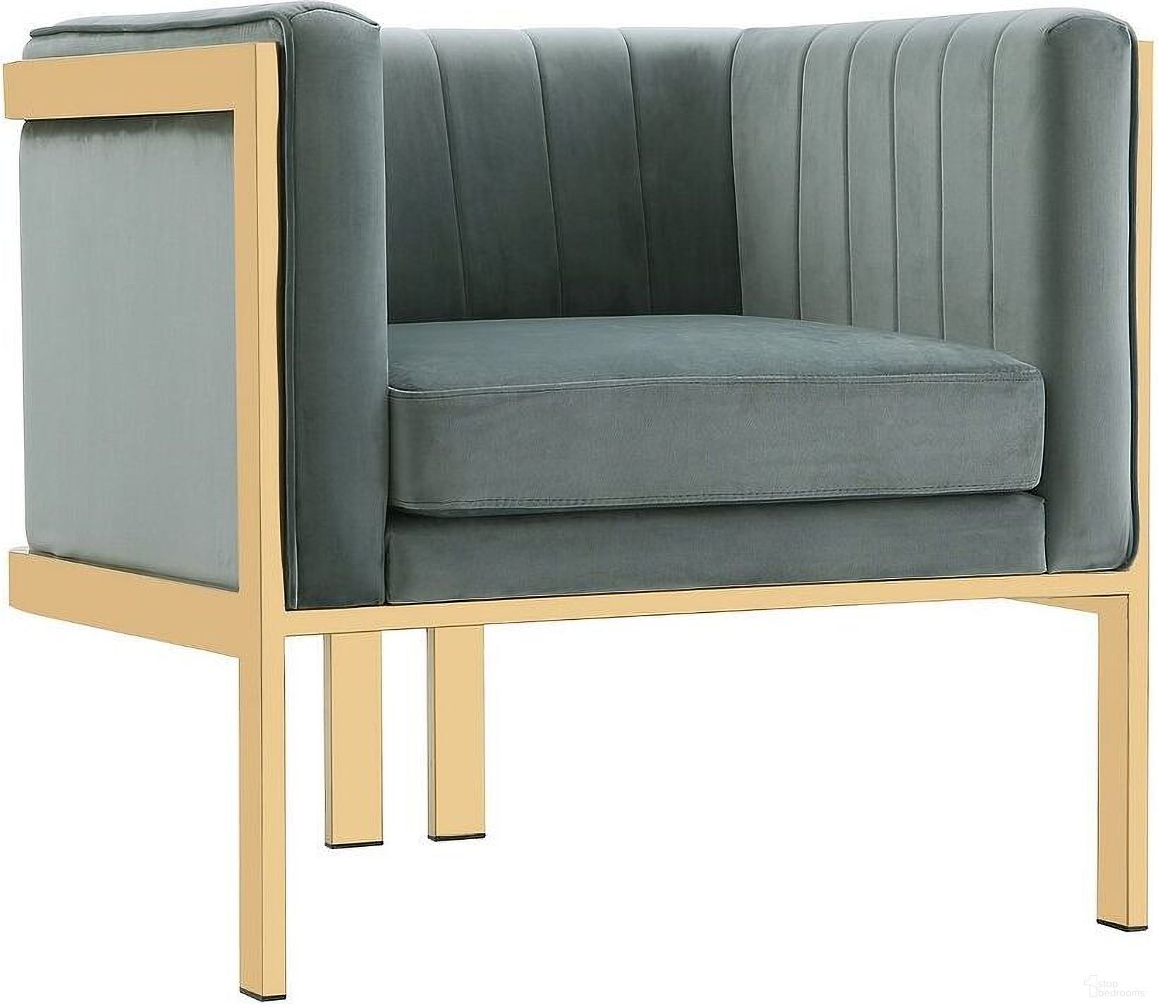 The appearance of Paramount Accent Armchair in Warm Grey and Polished Brass designed by Manhattan Comfort in the modern / contemporary interior design. This warm grey piece of furniture  was selected by 1StopBedrooms from Paramount Collection to add a touch of cosiness and style into your home. Sku: AC053-GY. Material: Velvet.