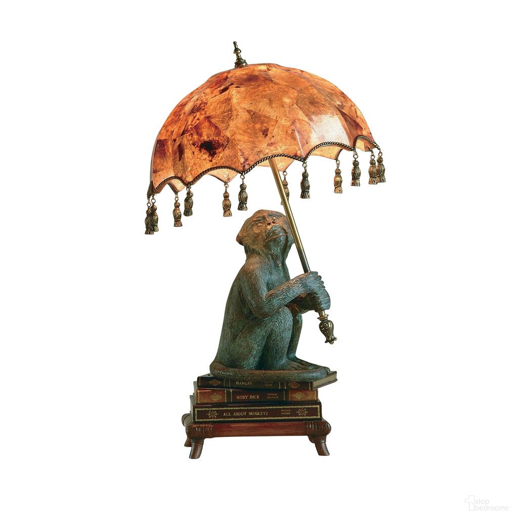 The appearance of Parasol Monkey Lamp In Verdigris and Amber designed by Maitland-Smith in the modern / contemporary interior design. This verdigris/amber piece of furniture  was selected by 1StopBedrooms from Maitland Smith Collection to add a touch of cosiness and style into your home. Sku: 8141-07-LS;8141-17-LB. Material: Penshell.