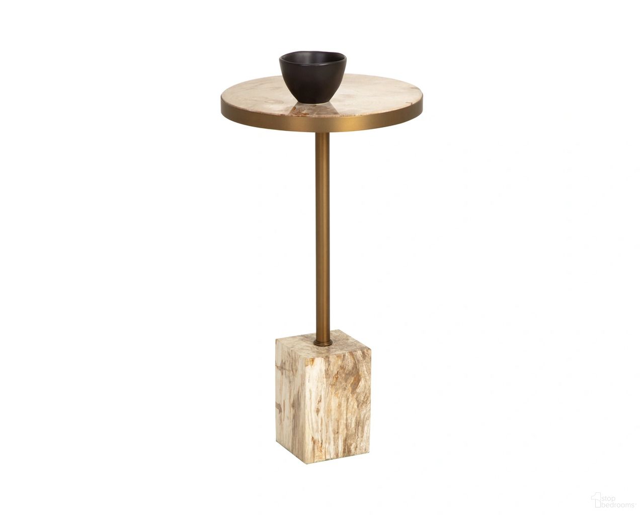 Parinari End Table In Natural and Antique Brass