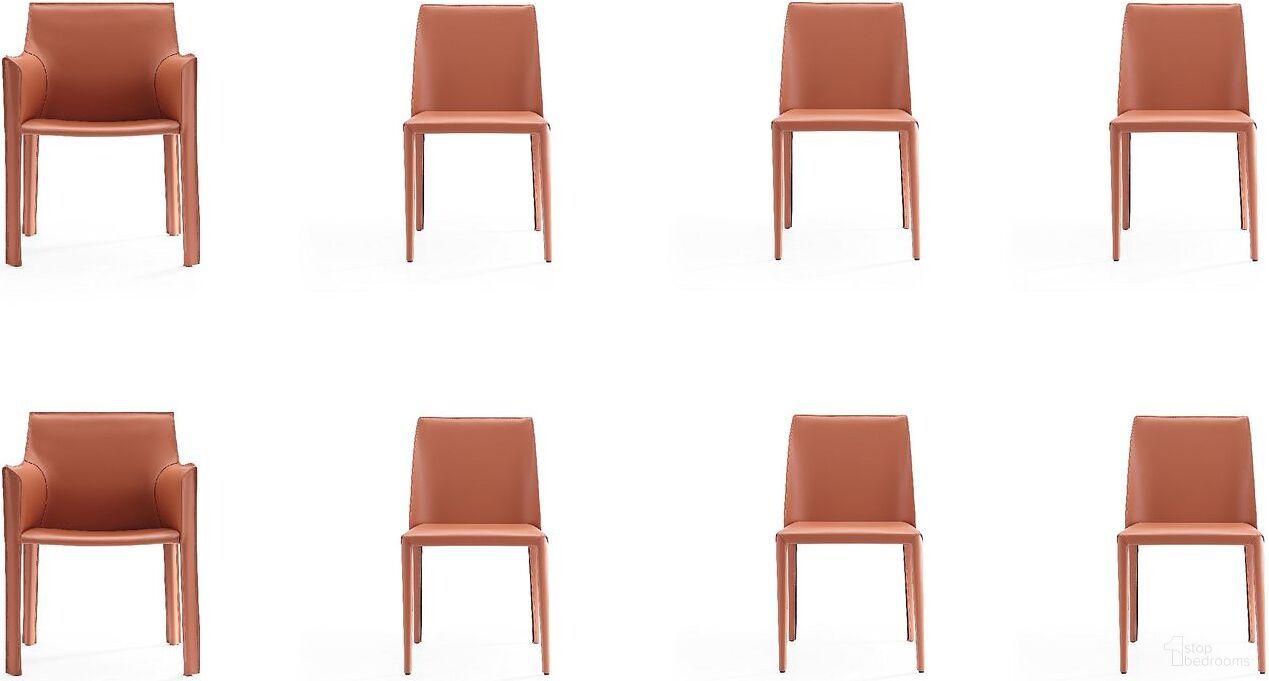 The appearance of Paris 8-Piece Dining Chairs in Clay designed by Manhattan Comfort in the modern / contemporary interior design. This clay piece of furniture was selected by 1StopBedrooms from Paris Collection to add a touch of cosiness and style into your home. Sku: DC032-CY;DC032-CY;DC032-CY;DC034-CY;DC034-CY. Material: Metal. Chair Type: Arm Chair.