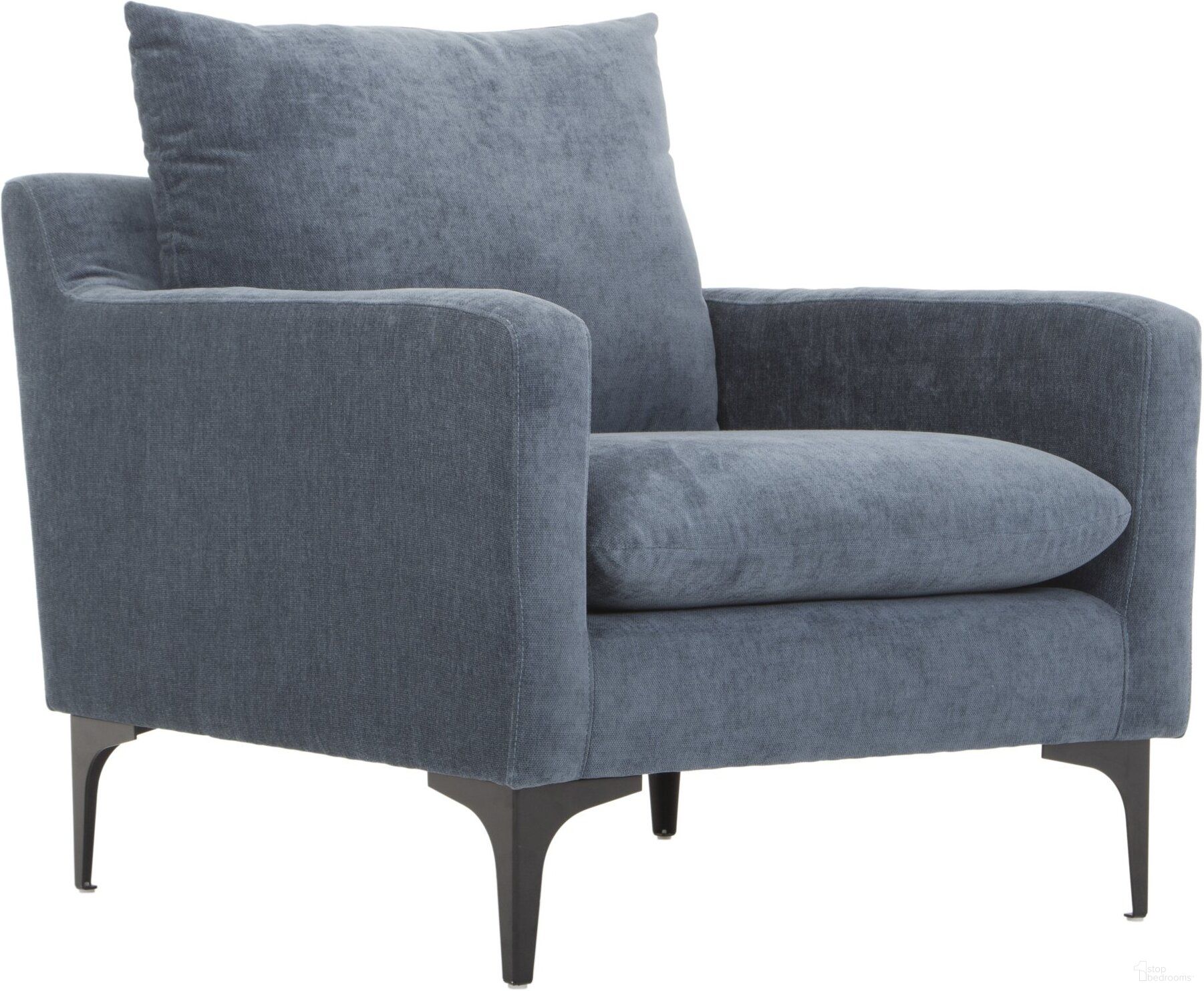 The appearance of Paris Armchair In Blue designed by Moes Home in the modern / contemporary interior design. This blue piece of furniture was selected by 1StopBedrooms from Paris Collection to add a touch of cosiness and style into your home. Sku: JM-1010-26. Material: Fabric.