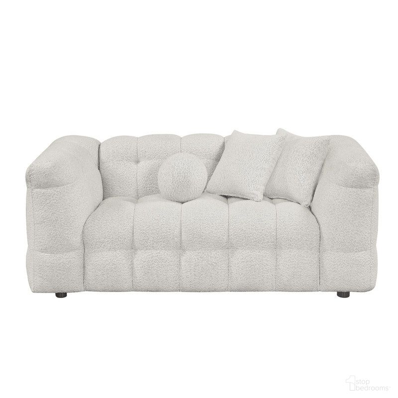 The appearance of Paris Boucle Fabric Loveseat in Cream designed by Best Quality Furniture in the glam interior design. This cream piece of furniture was selected by 1StopBedrooms from Paris Collection to add a touch of cosiness and style into your home. Sku: S12-LS. Material: Boucle.