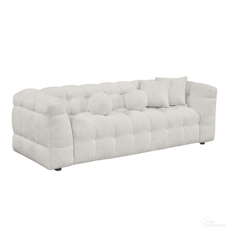 The appearance of Paris Boucle Fabric Sofa in Cream designed by Best Quality Furniture in the glam interior design. This cream piece of furniture was selected by 1StopBedrooms from Paris Collection to add a touch of cosiness and style into your home. Sku: S12-SF. Material: Boucle.