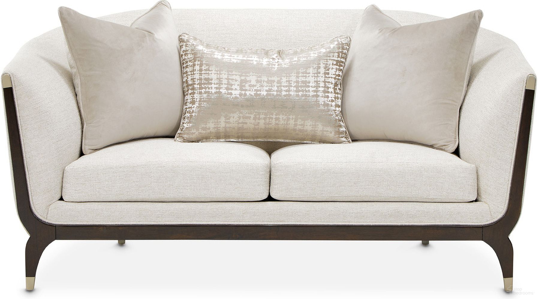 The appearance of Paris Chic Loveseat In Cremini and Espresso designed by Michael Amini in the transitional interior design. This espresso piece of furniture was selected by 1StopBedrooms from Paris Chic Collection to add a touch of cosiness and style into your home. Sku: NF9003825-CRMNI-409. Material: Solid Wood.