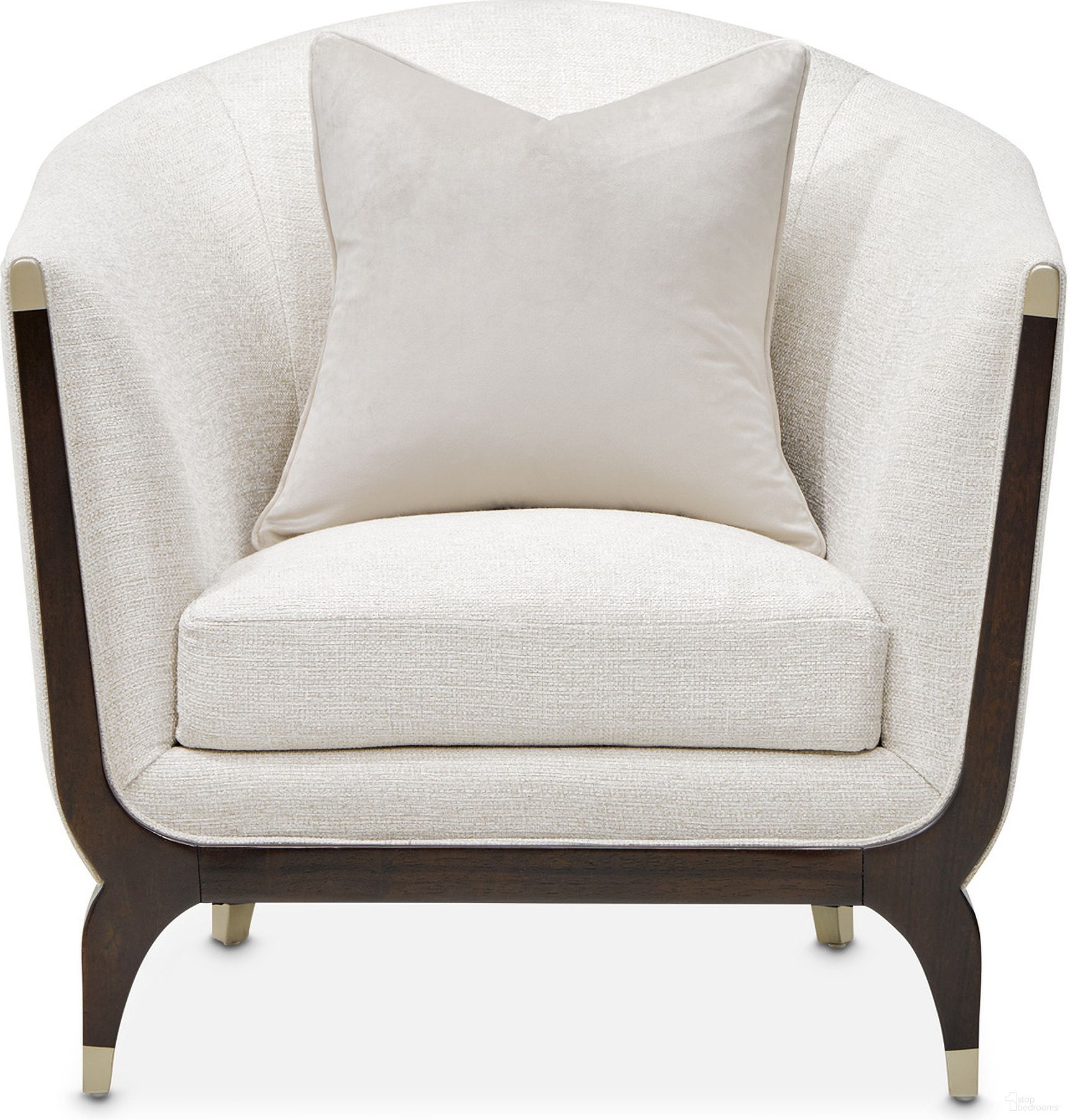 The appearance of Paris Chic Matching Chair In Cremini and Espresso designed by Michael Amini in the transitional interior design. This espresso piece of furniture  was selected by 1StopBedrooms from Paris Chic Collection to add a touch of cosiness and style into your home. Sku: NF9003835-CRMNI-409. Material: Solid Wood.
