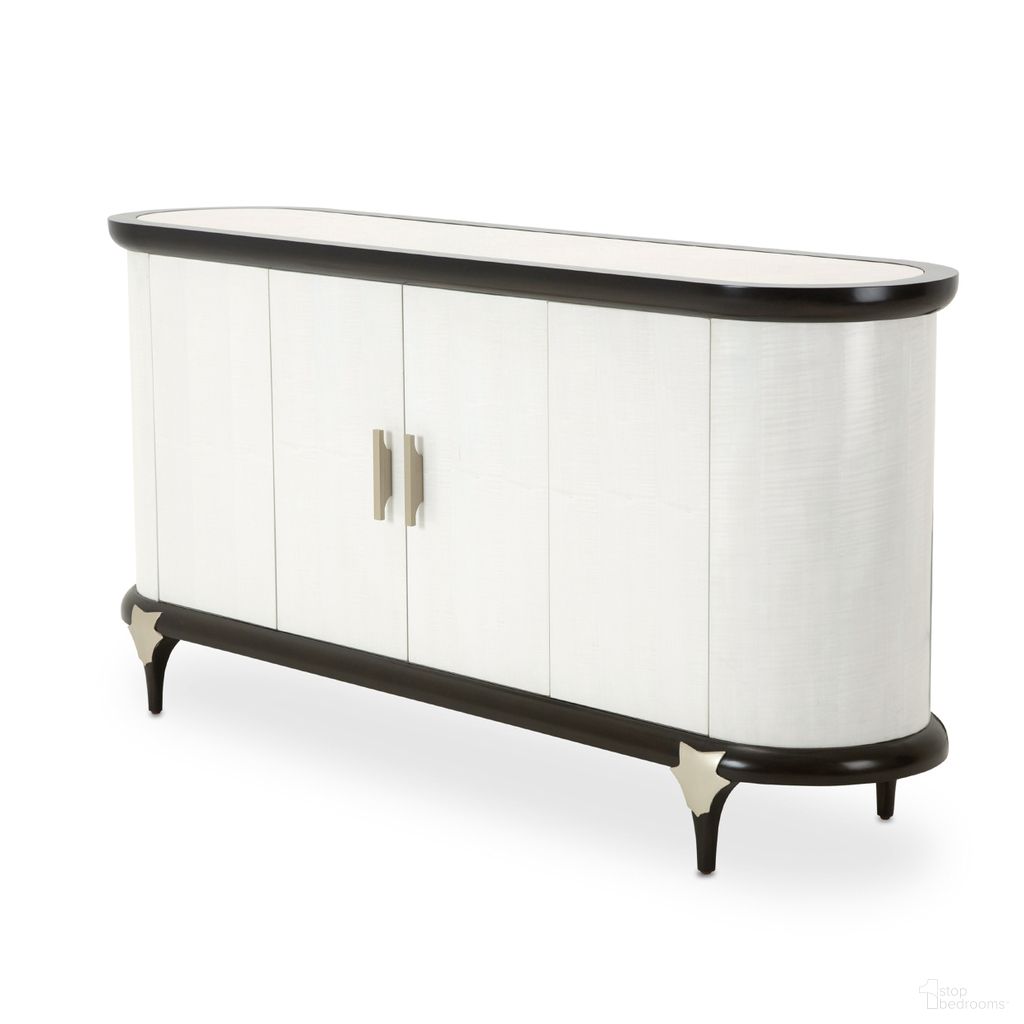 The appearance of Paris Chic Sideboard In Espresso designed by Michael Amini in the transitional interior design. This espresso piece of furniture was selected by 1StopBedrooms from Paris Chic Collection to add a touch of cosiness and style into your home. Sku: NF9003007-409. Material: Solid Wood.
