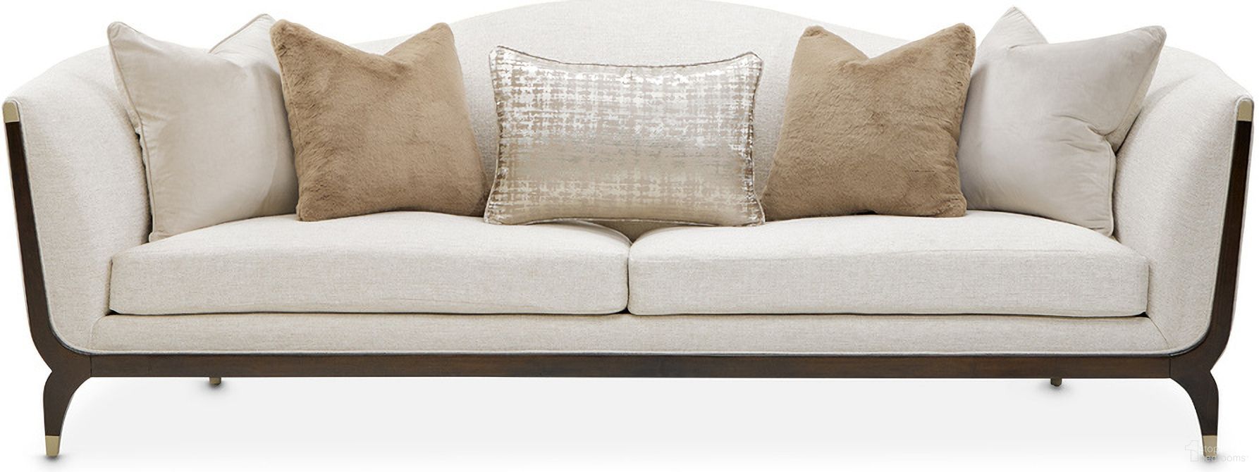 The appearance of Paris Chic Sofa In Cremini and Espresso designed by Michael Amini in the transitional interior design. This espresso piece of furniture was selected by 1StopBedrooms from Paris Chic Collection to add a touch of cosiness and style into your home. Sku: NF9003815-CRMNI-409. Material: Solid Wood.
