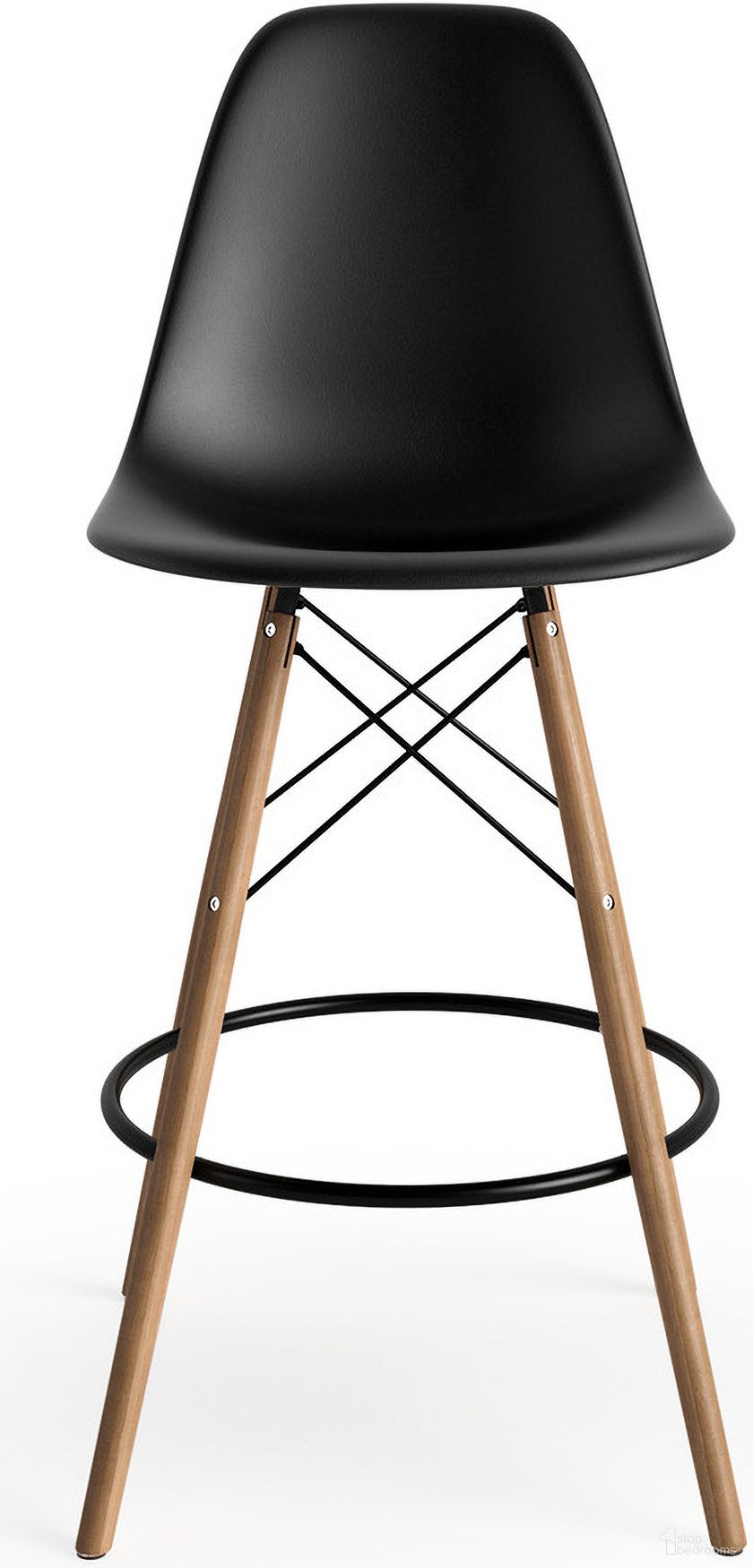 The appearance of Paris Counter Height Stools Set of 2 In Black and Natural designed by Aeon in the modern / contemporary interior design. This black and natural piece of furniture  was selected by 1StopBedrooms from Paris Collection to add a touch of cosiness and style into your home. Sku: AE6510-Black. Material: Wood.