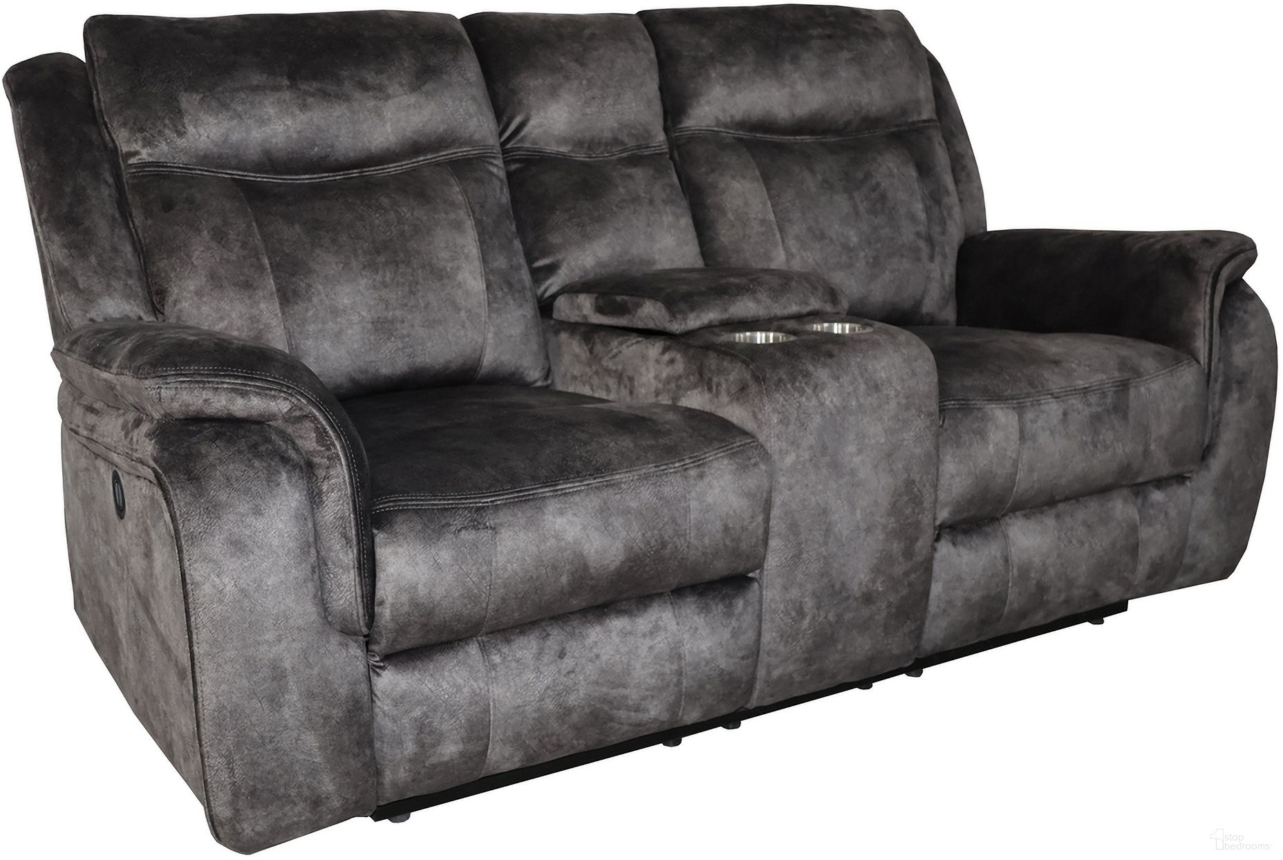 The appearance of Park City Console Loveseat with Power Footrest In Slate designed by New Classic in the modern / contemporary interior design. This slate piece of furniture was selected by 1StopBedrooms from Park City Collection to add a touch of cosiness and style into your home. Sku: U456-25P1-SGY. Material: Fabric.
