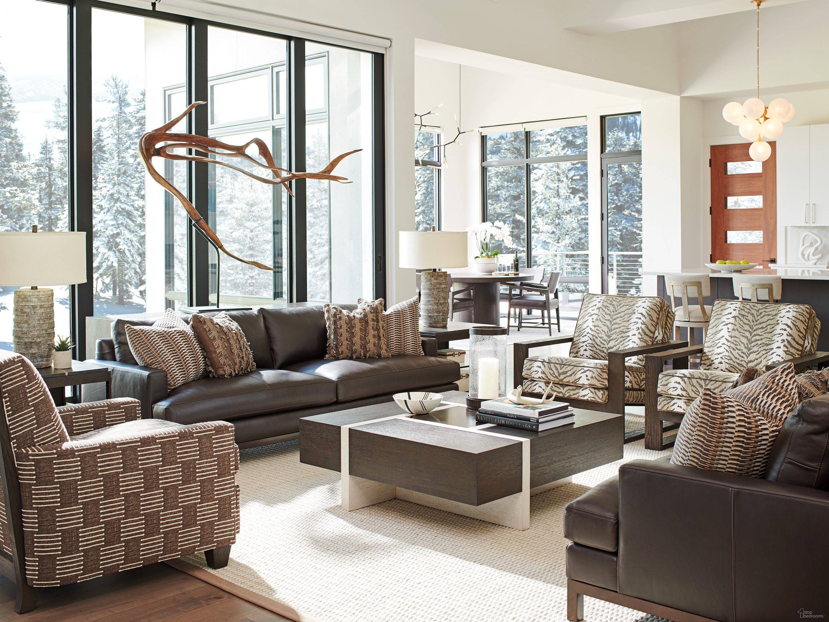 The appearance of Park City Canyon Solace Square Occasional Table Set designed by Barclay Butera in the modern / contemporary interior design. This canyon piece of furniture  was selected by 1StopBedrooms from Park City Collection to add a touch of cosiness and style into your home. Sku: 930-947;930-955. Material: Wood.