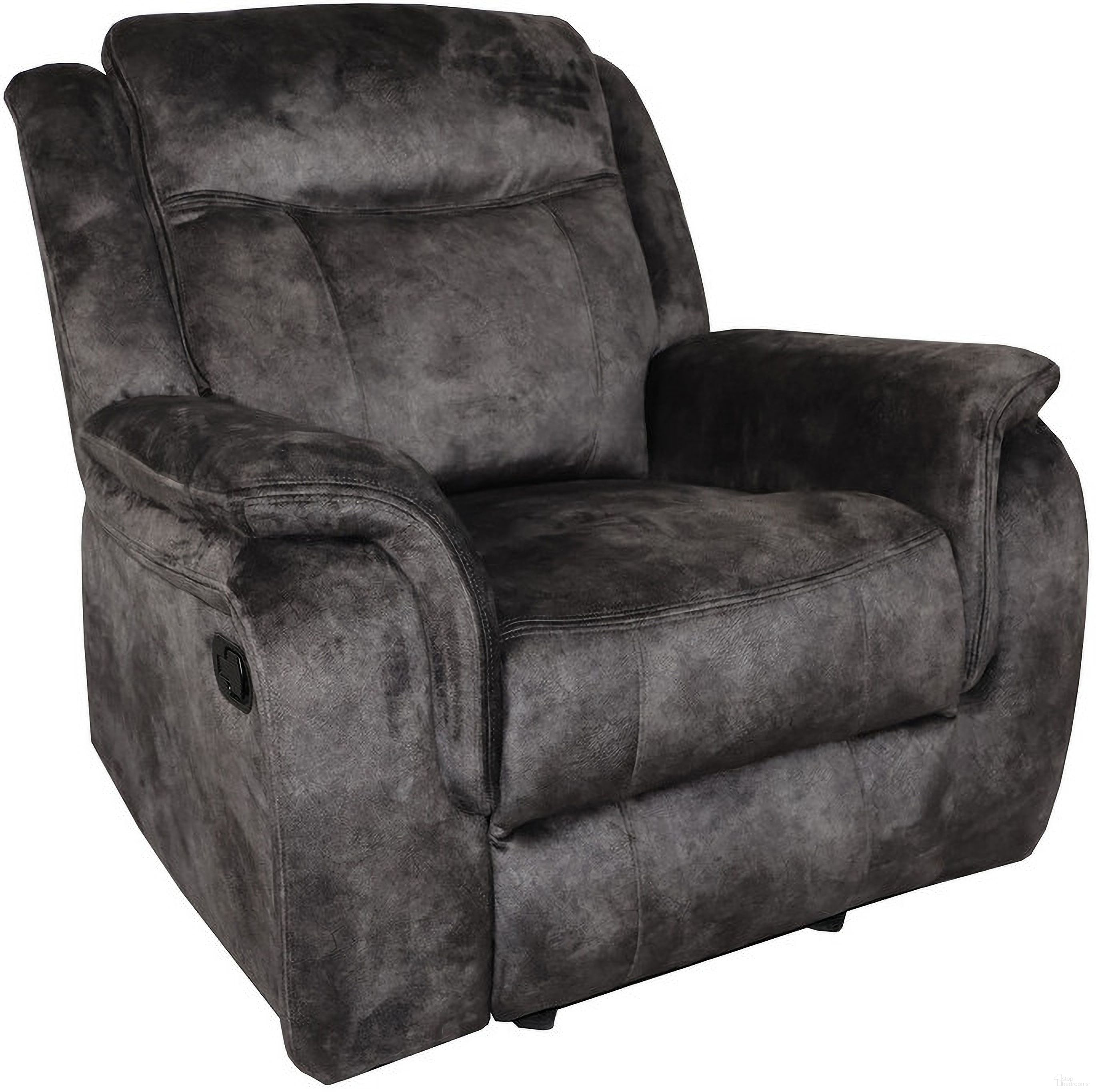 The appearance of Park City Glider Recliner In Slate designed by New Classic in the modern / contemporary interior design. This slate piece of furniture  was selected by 1StopBedrooms from Park City Collection to add a touch of cosiness and style into your home. Sku: U456-13-SGY. Material: Fabric.