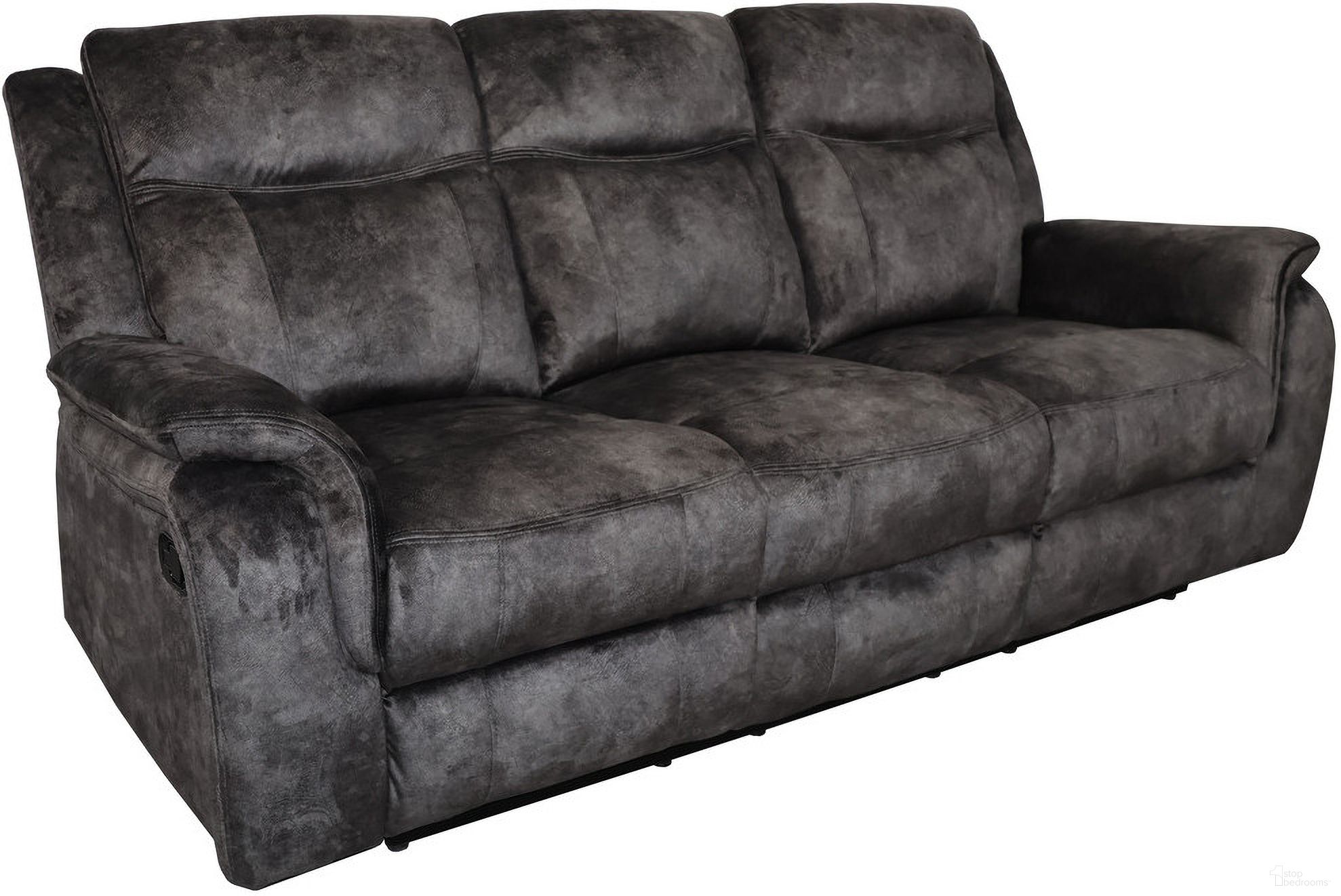 The appearance of Park City Sofa with Dual Recliner In Slate designed by New Classic in the modern / contemporary interior design. This slate piece of furniture  was selected by 1StopBedrooms from Park City Collection to add a touch of cosiness and style into your home. Sku: U456-30-SGY. Material: Fabric.