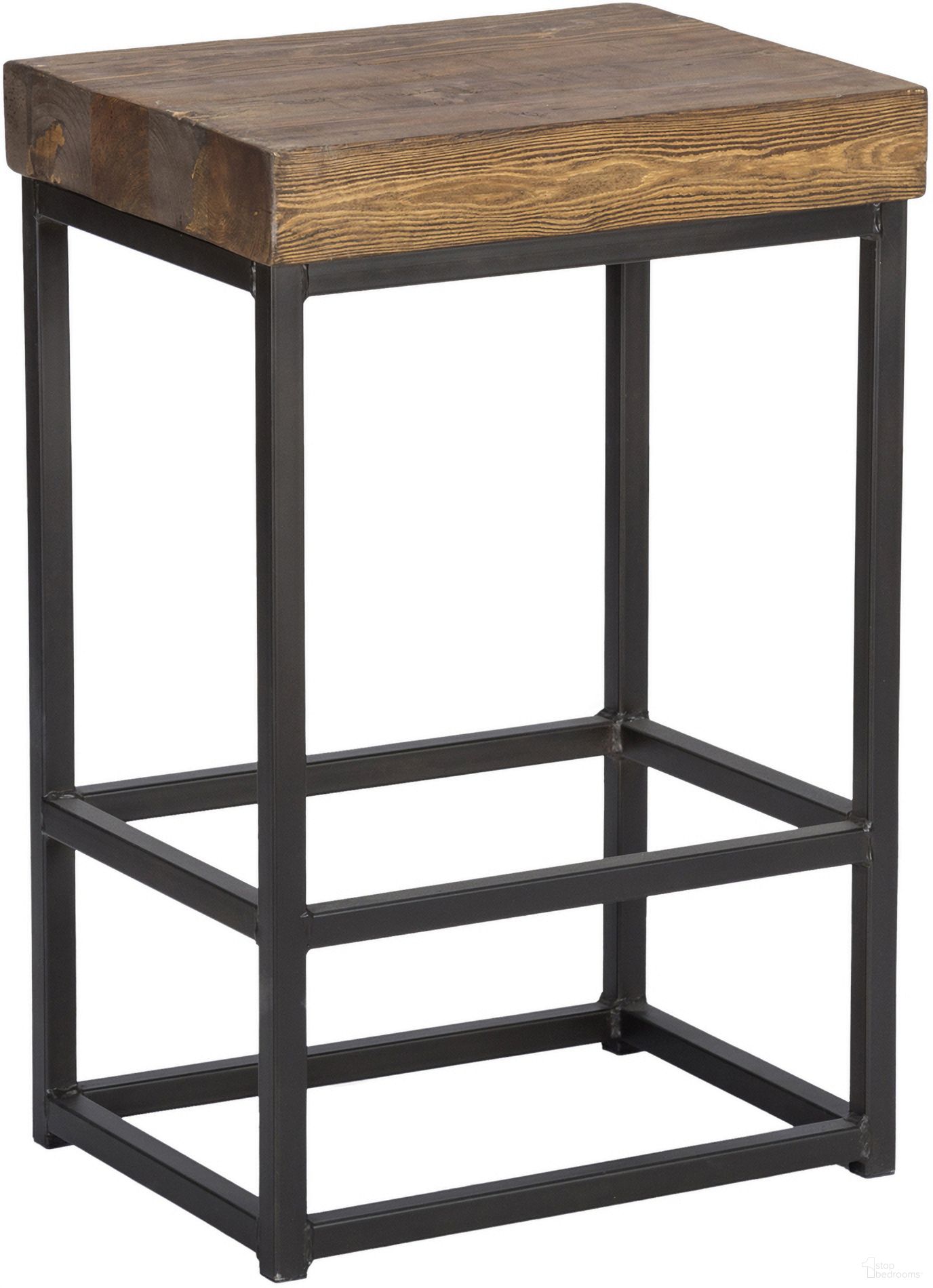 The appearance of Parker 24 Inch Counter Stool In Brown and Iron designed by Classic Home in the transitional interior design. This brown and iron piece of furniture was selected by 1StopBedrooms from Parker Collection to add a touch of cosiness and style into your home. Sku: PL14783. Material: Reclaimed Pine.
