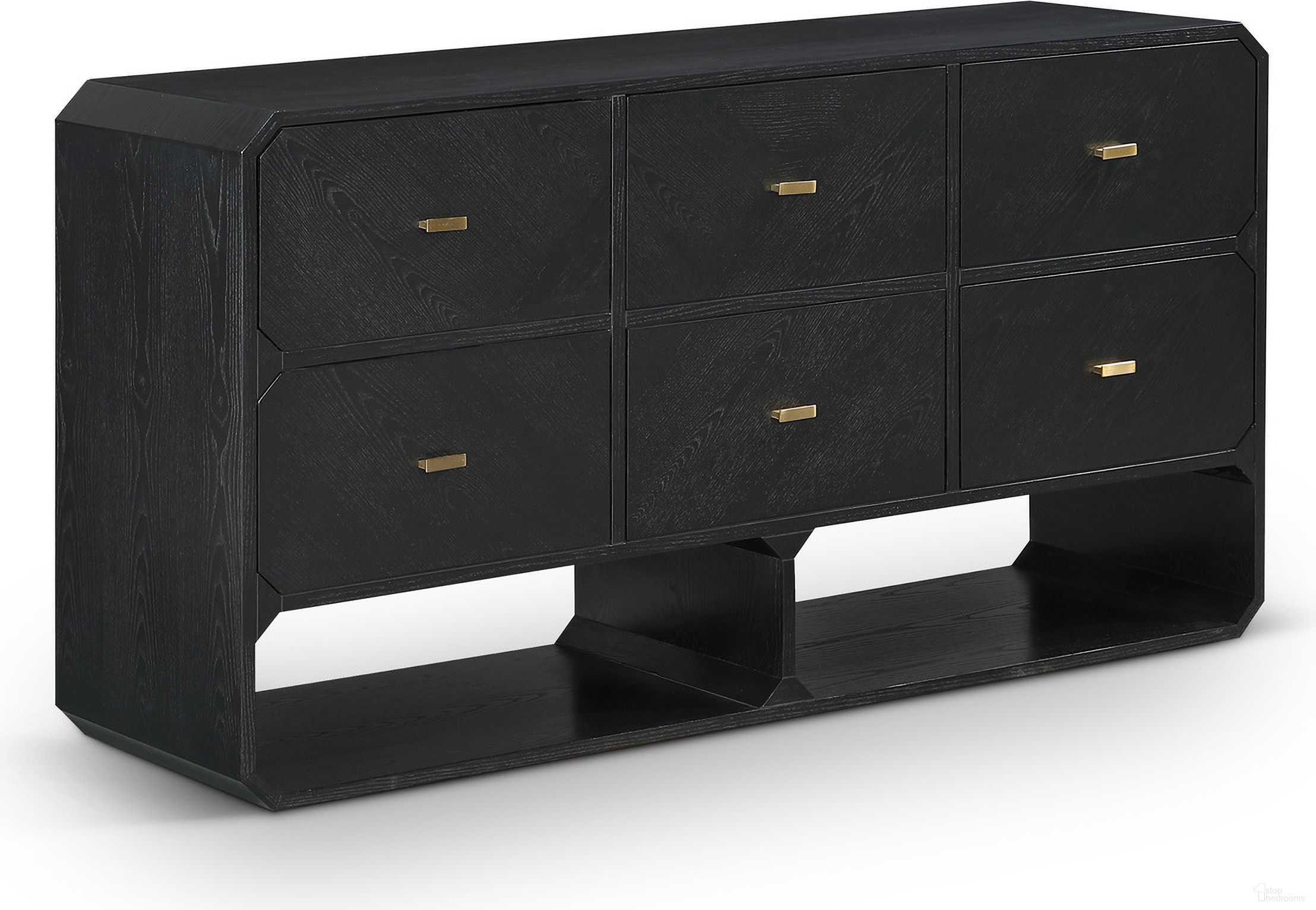 The appearance of Parker Ash Veneer Dresser In Black designed by Meridian in the transitional interior design. This black piece of furniture was selected by 1StopBedrooms from Parker Collection to add a touch of cosiness and style into your home. Sku: 300Black-D. Material: Ash Veneer.