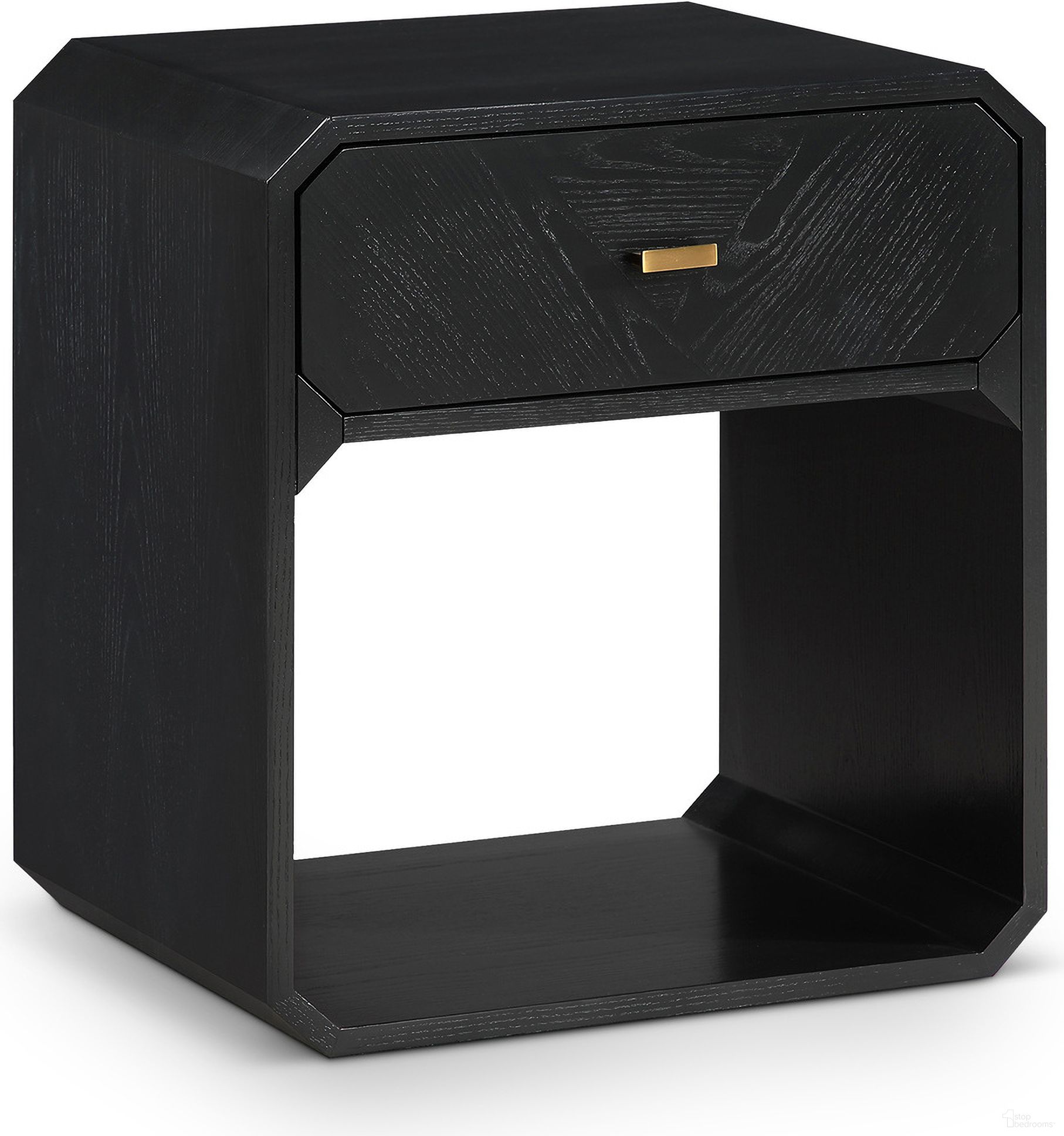 The appearance of Parker Ash Veneer Night stand In Black designed by Meridian in the transitional interior design. This black piece of furniture was selected by 1StopBedrooms from Parker Collection to add a touch of cosiness and style into your home. Sku: 300Black-NS. Material: Ash Veneer.