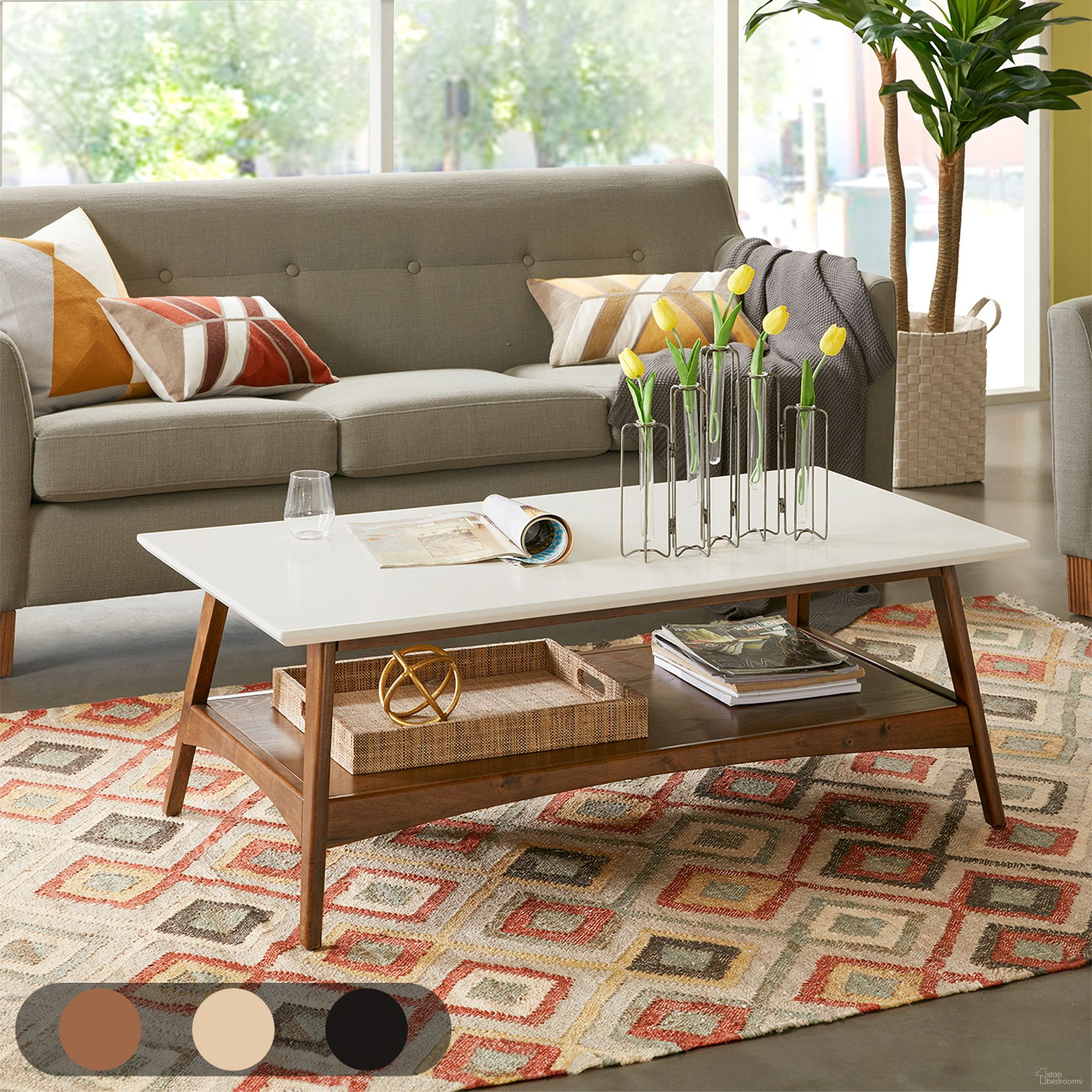The appearance of Parker Coffee Table In Off-White and Pecan designed by Olliix in the transitional interior design. This off-white/pecan piece of furniture was selected by 1StopBedrooms from Parker Collection to add a touch of cosiness and style into your home. Sku: MP120-0094. Material: Wood.