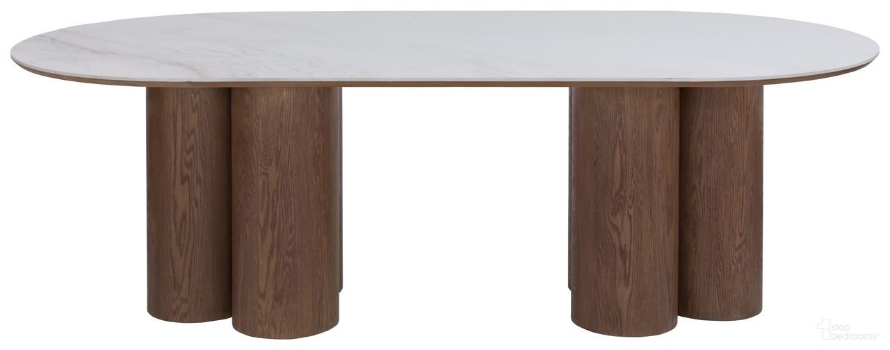 The appearance of Parker Dining Table In Oak and White designed by Fairfield Chair in the modern / contemporary interior design. This oak and white piece of furniture was selected by 1StopBedrooms from Parker Collection to add a touch of cosiness and style into your home. Sku: 8182-DT. Table Base Style: Double Pedestal. Table Top Shape: Oval. Size: 46" x 96". Material: Oak Veneer.