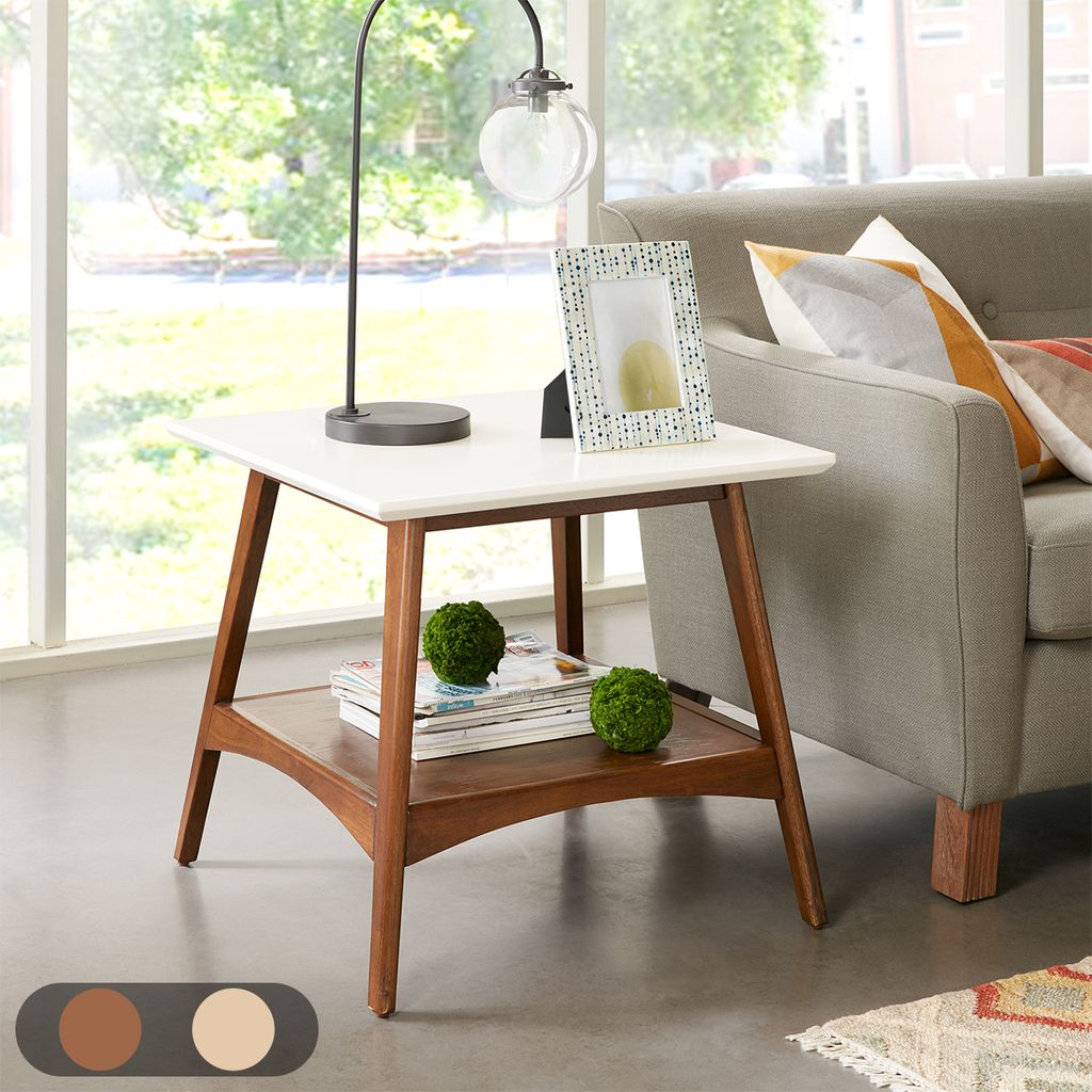 The appearance of Parker End Table In Off-White and Pecan designed by Olliix in the transitional interior design. This off-white/pecan piece of furniture  was selected by 1StopBedrooms from Parker Collection to add a touch of cosiness and style into your home. Sku: MP120-0095. Material: Wood.