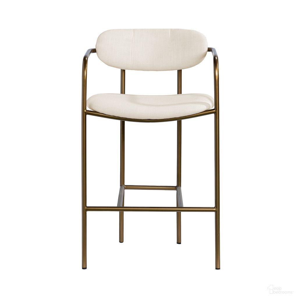 The appearance of Parker Fabric Seat Counter Stool with Metal Frame In Cream and Gold designed by Mercana in the modern / contemporary interior design. This cream/gold piece of furniture was selected by 1StopBedrooms from Parker Collection to add a touch of cosiness and style into your home. Sku: 68562V. Material: Fabric.