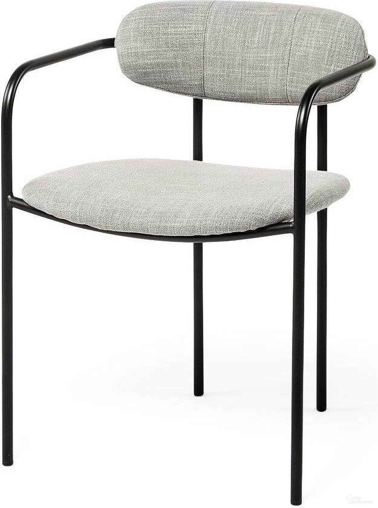 The appearance of Parker Gray Fabric Seat Black Metal Dining Chair designed by Mercana in the modern / contemporary interior design. This black and gray piece of furniture  was selected by 1StopBedrooms from Parker Collection to add a touch of cosiness and style into your home. Sku: 69358. Material: Metal. Chair Type: Arm Chair.