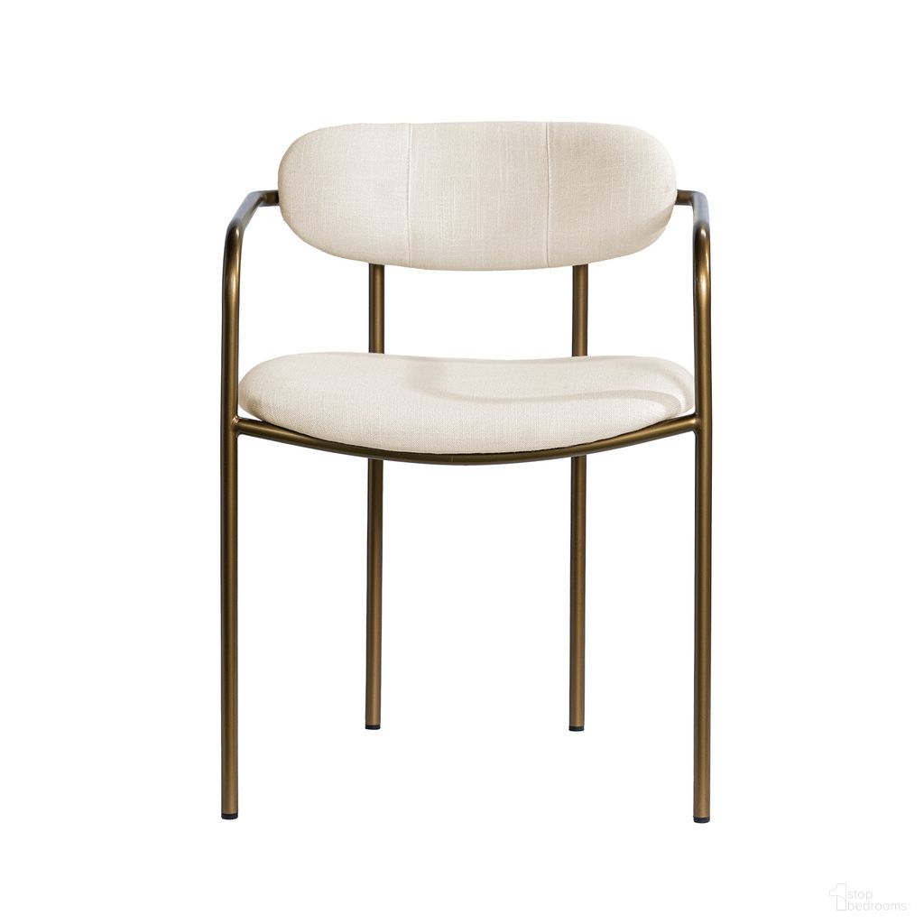 The appearance of Parker I Fabric Seat Dining Chair  Set Of 2 with Metal Frame In Cream and Gold designed by Mercana in the modern / contemporary interior design. This cream/gold piece of furniture  was selected by 1StopBedrooms from Parker Collection to add a touch of cosiness and style into your home. Sku: 68310V. Material: Metal. Chair Type: Arm Chair.