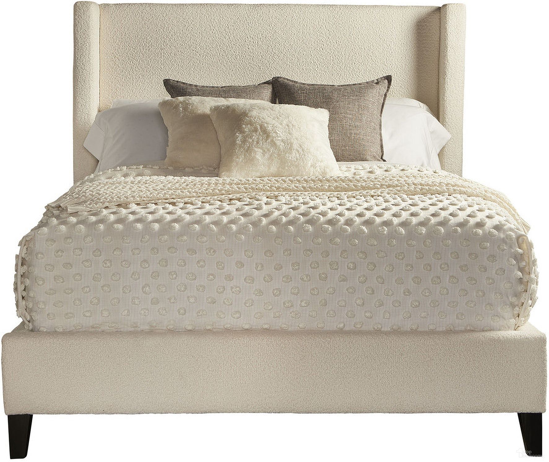 The appearance of Angel Himalaya Ivory King Bed In Beige designed by Parker House in the transitional interior design. This beige piece of furniture was selected by 1StopBedrooms from Angel Collection to add a touch of cosiness and style into your home. Sku: BANG#9000HB-HMI;BANG#9020FBR-HMI. Bed Type: Panel Bed. Material: Polyester. Bed Size: King.