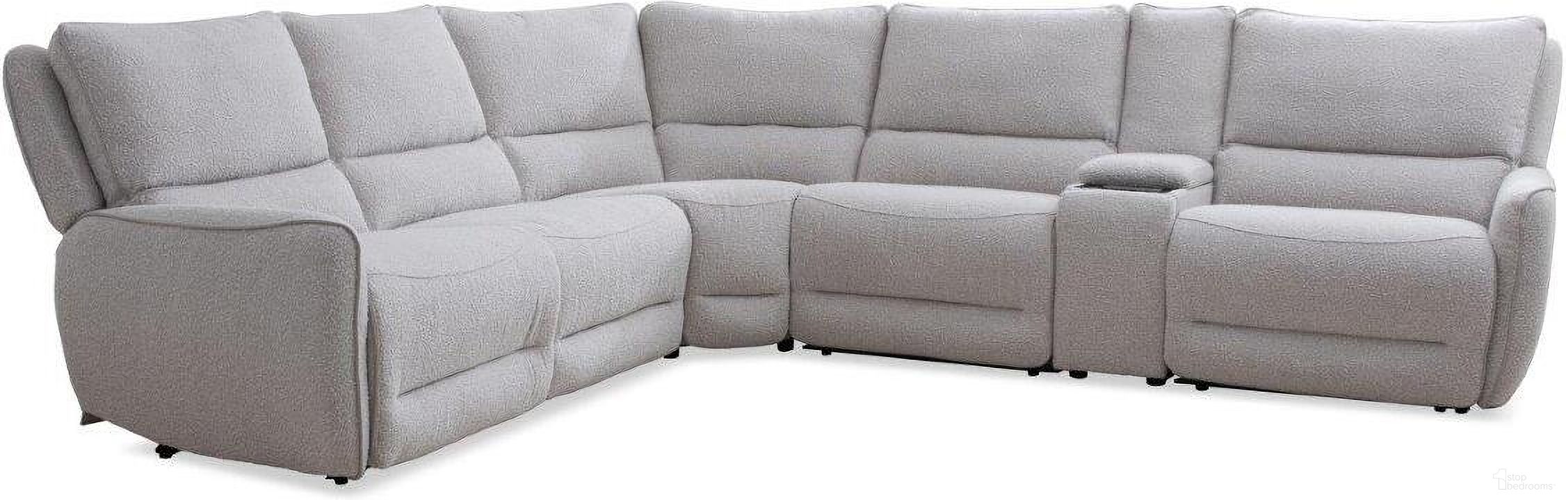 The appearance of Parker Living Stellar Bloke Cotton 6 Piece Modular Power Reclining Sectional With Power Headrests And Console designed by Parker House in the transitional interior design. This cotton piece of furniture was selected by 1StopBedrooms from Stellar Collection to add a touch of cosiness and style into your home. Sku: MSTR#810-BLCT;MSTR#811LPHZ-BLCT;MSTR#811RPHZ-BLCT;MSTR#840-BLCT;MSTR#850-BLCT;MSTR#860-BLCT. Material: Polyester. Layout: L-Shape.