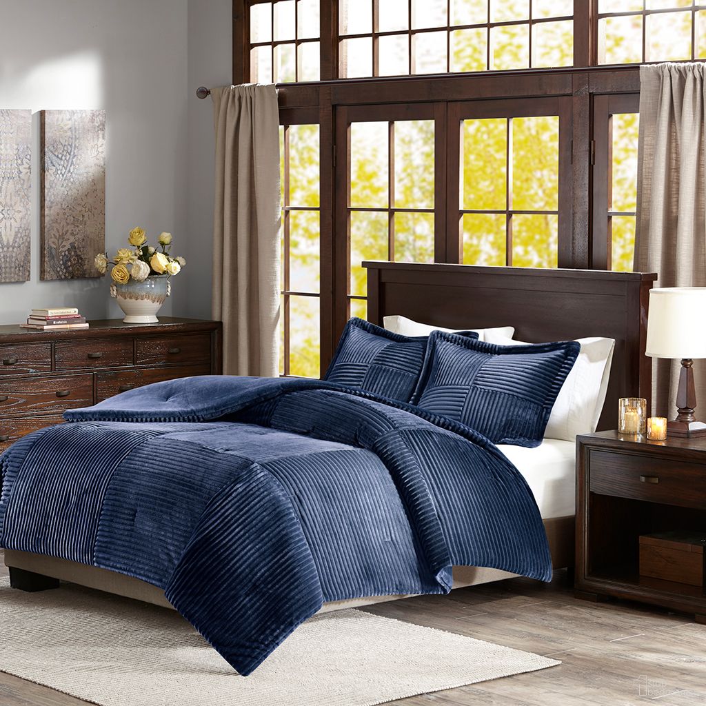 Parker Plush Down Alternative King/Cal King Comforter Set In Navy