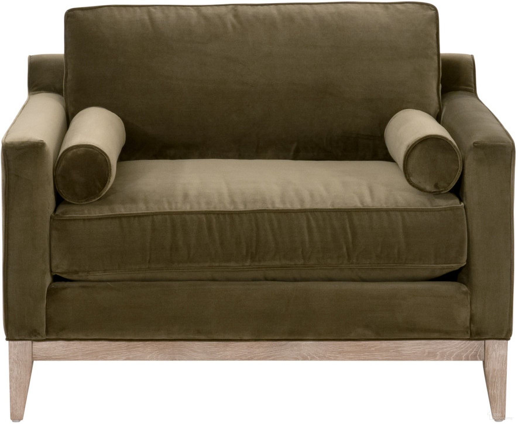 The appearance of Stitch and Hand Parker Post Modern Sofa Chair In Olive and Natural Gray designed by Essentials For Living in the transitional interior design. This olive/natural gray piece of furniture  was selected by 1StopBedrooms from Stitch & Hand Collection to add a touch of cosiness and style into your home. Sku: 6602-1.OLV/NG. Material: Oak Wood.