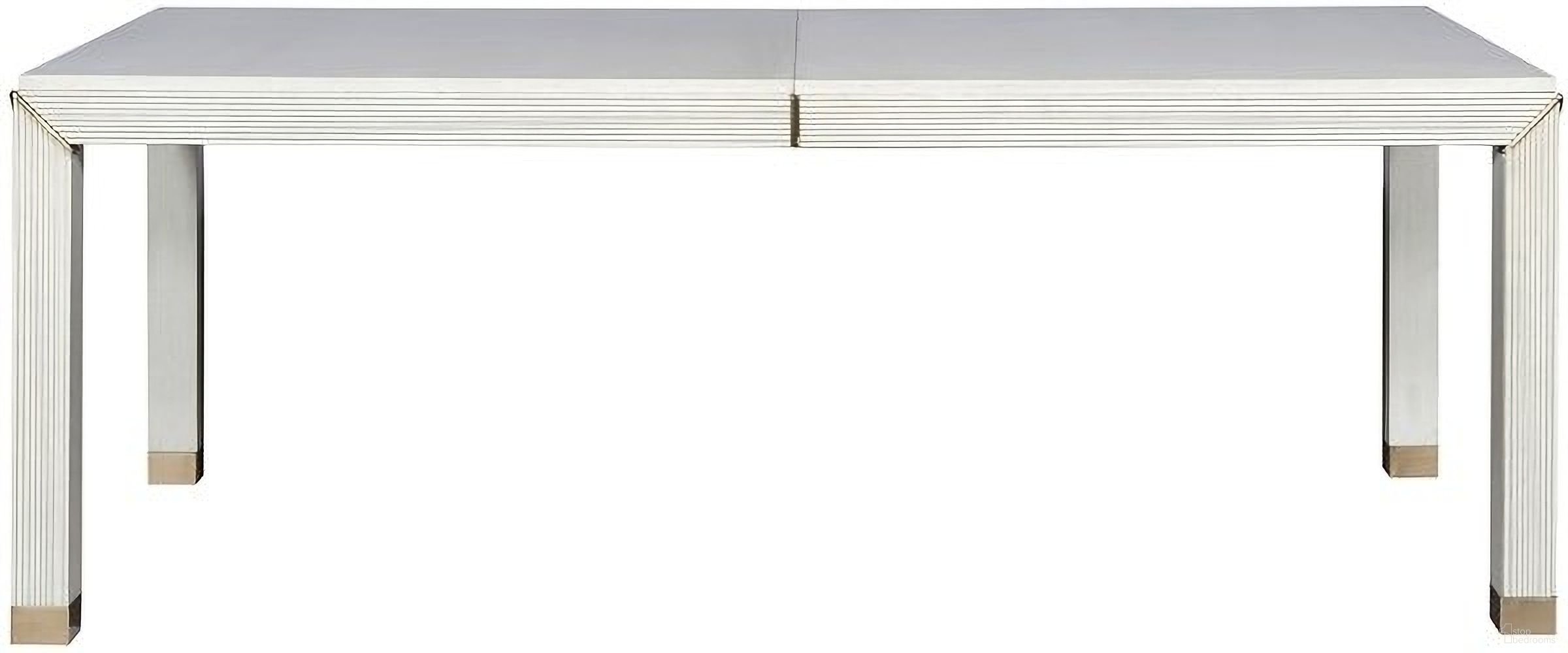 The appearance of Parkhurst Dining Table In White designed by Vanguard Furniture in the transitional interior design. This white piece of furniture was selected by 1StopBedrooms from Parkhurst Collection to add a touch of cosiness and style into your home. Sku: R100T-CB. Table Base Style: Legs. Material: Wood. Table Top Shape: Rectangular. Size: 42" x 81".