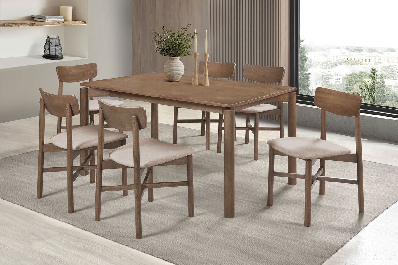 The appearance of Parkridge Rectangular Dining Room Set In Natural Walnut designed by Coaster in the transitional interior design. This natural walnut piece of furniture was selected by 1StopBedrooms from Parkridge Collection to add a touch of cosiness and style into your home. Sku: 108561;108562. Table Top Shape: Rectangular. Size: 36" x 59". Material: Hardwood.