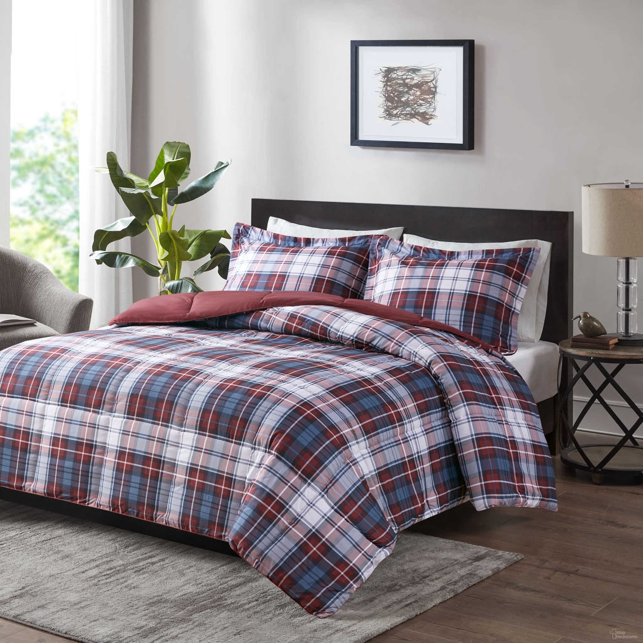 The appearance of Parkston Polyester Print Microfiber Down Alt 3 Piece Queen Comforter Mini Set In Red designed by Olliix in the transitional interior design. This red piece of furniture was selected by 1StopBedrooms from Parkston Collection to add a touch of cosiness and style into your home. Sku: MPE10-946. Material: Microfiber. Bed Size: Queen.