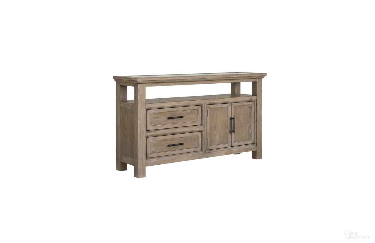 The appearance of Parson Creek Dining Sideboard in Milk-Paint Oak designed by FD Home in the country / farmhouse interior design. This milk paint oak piece of furniture  was selected by 1StopBedrooms from Parson Creek Collection to add a touch of cosiness and style into your home. Sku: 4318-09. Material: Poplar Solid.