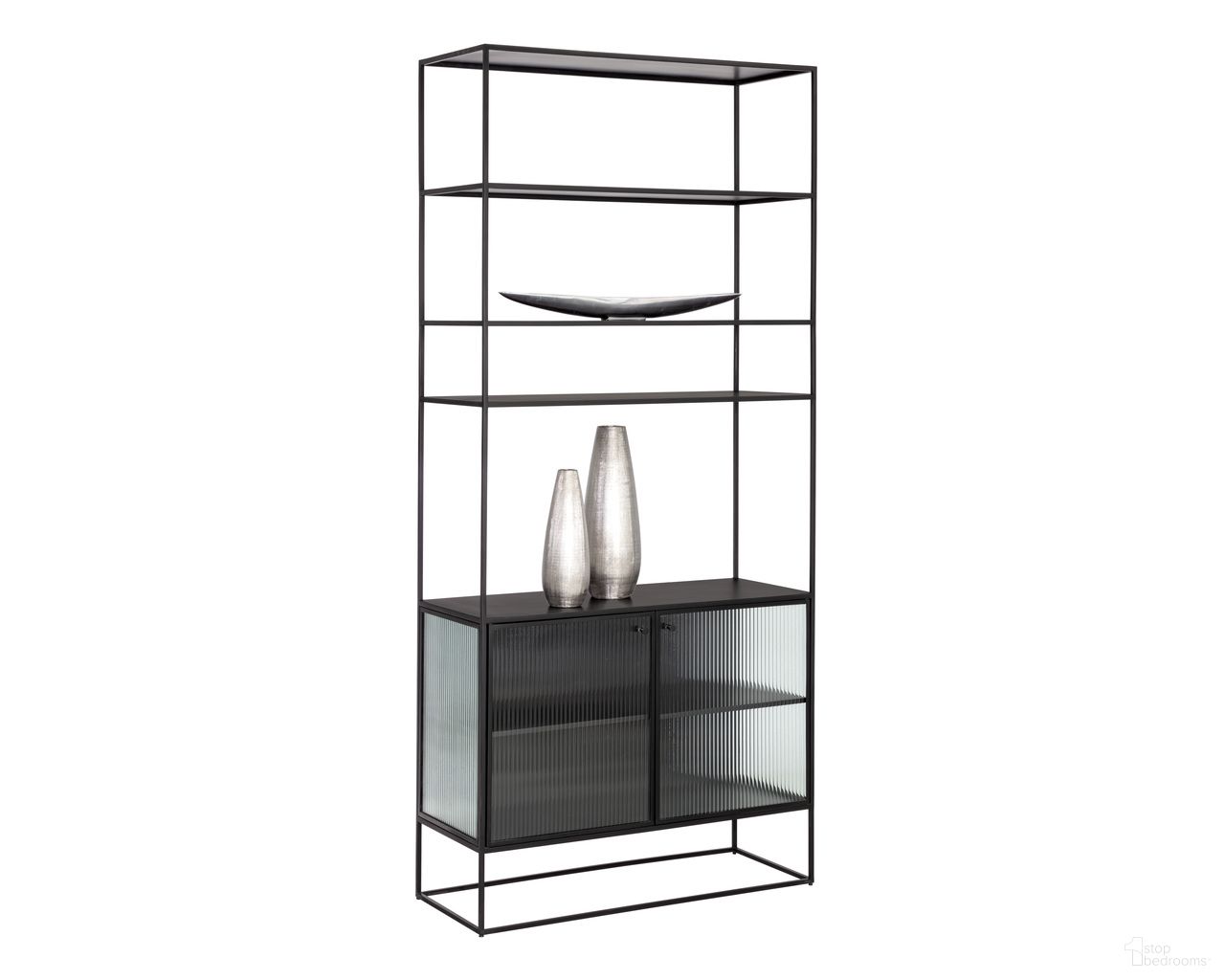 Parsons Bookcase In Matte Black and Clear