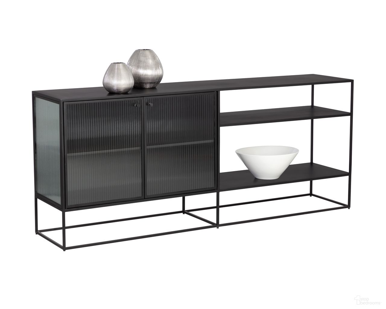 Parsons Large Sideboard In Matte Black and Clear